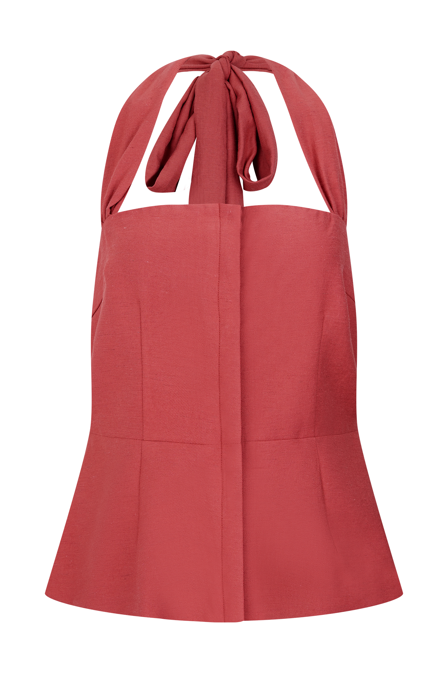 Kallie Linen Peplum Halter Top - Burnt Rose #9
