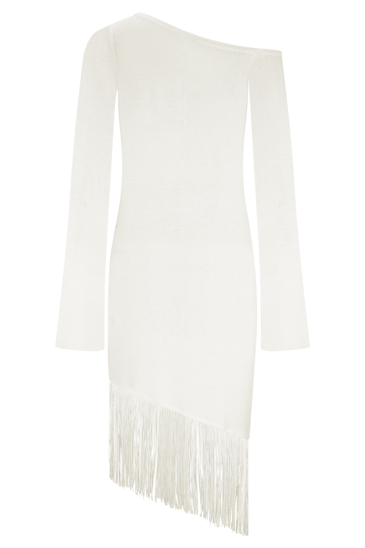 Kayden Fringe Off Shoulder Knit Mini Dress - Ivory #6