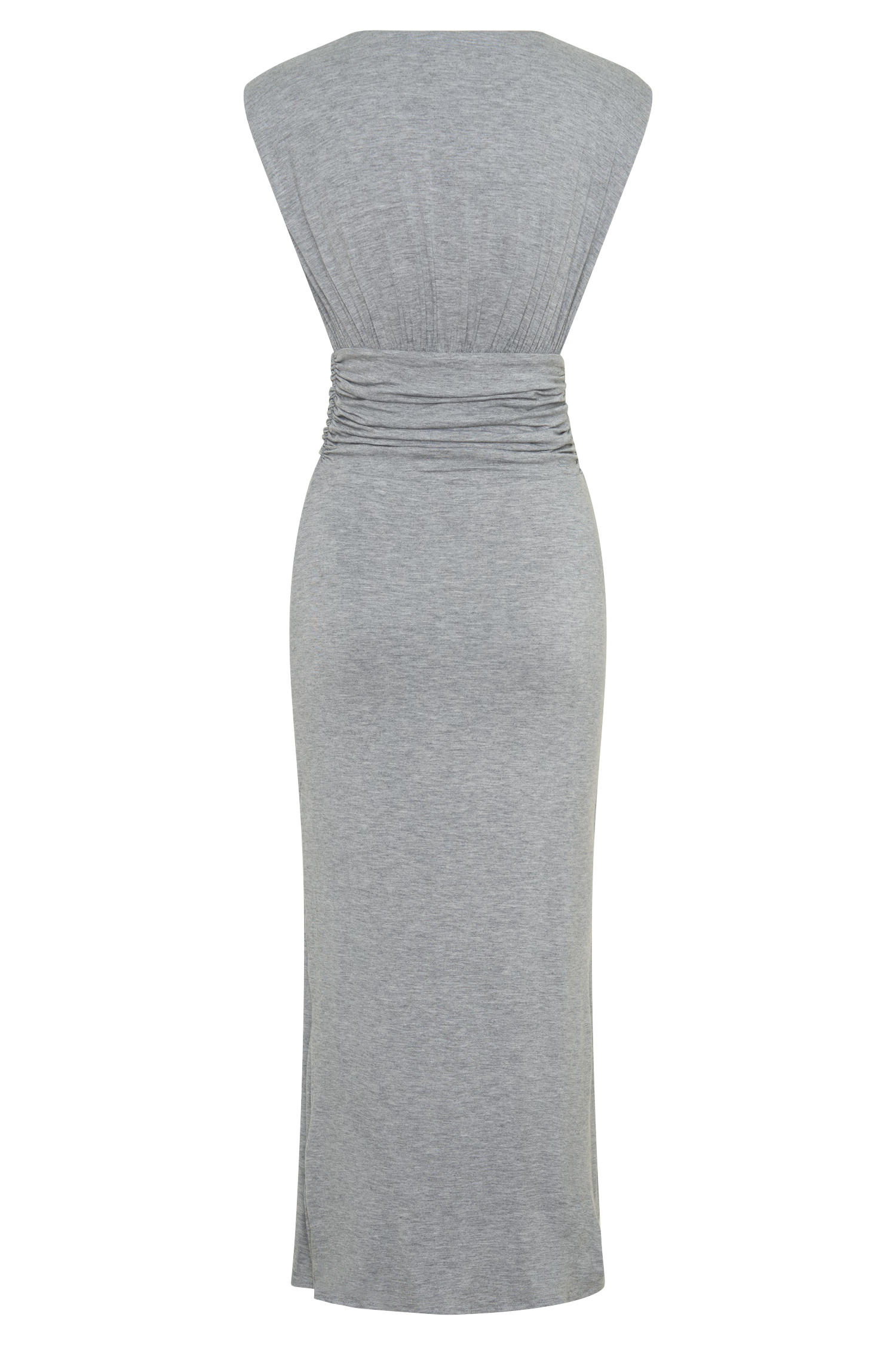 Kura Ruched Modal Sleeveless Midi Dress - Grey Marle #8