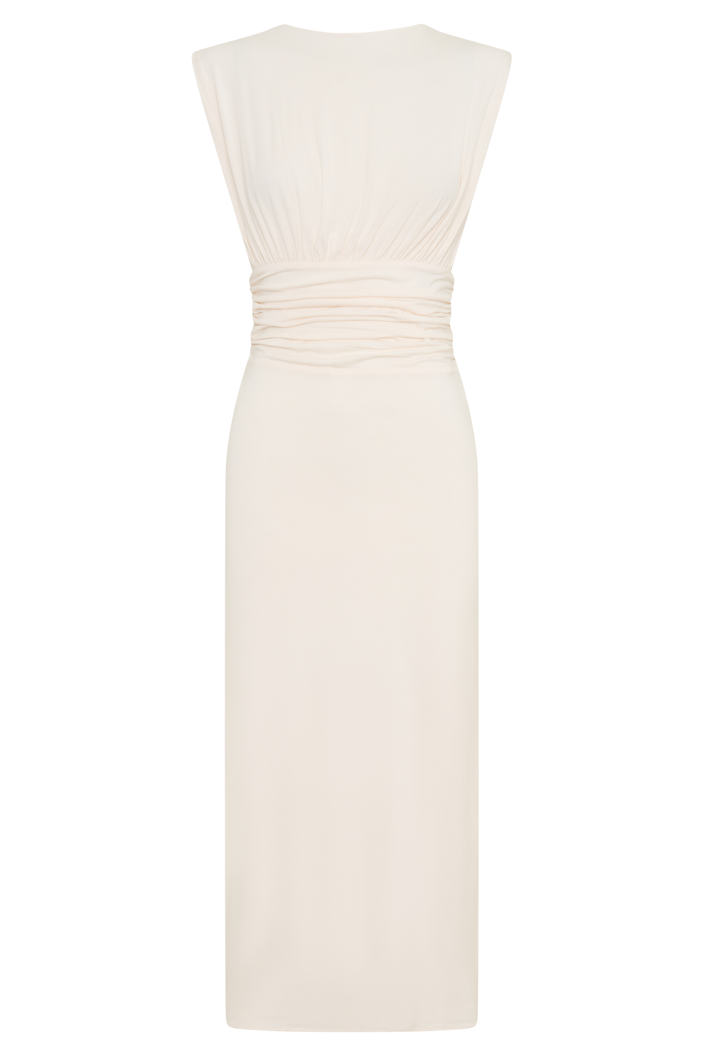 Kura Ruched Modal Sleeveless Midi Dress - Ivory