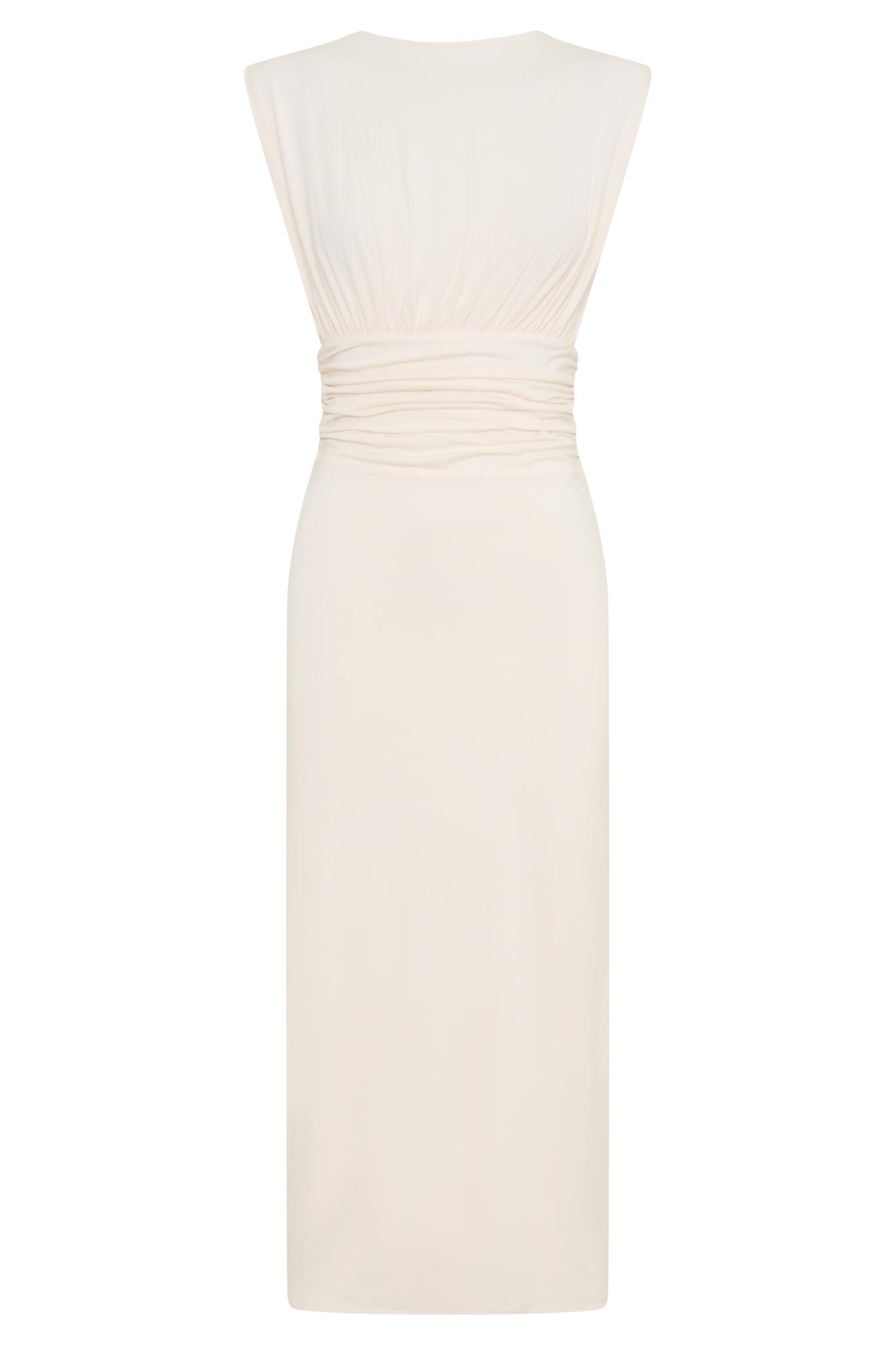 Kura Ruched Modal Sleeveless Midi Dress - Ivory #9