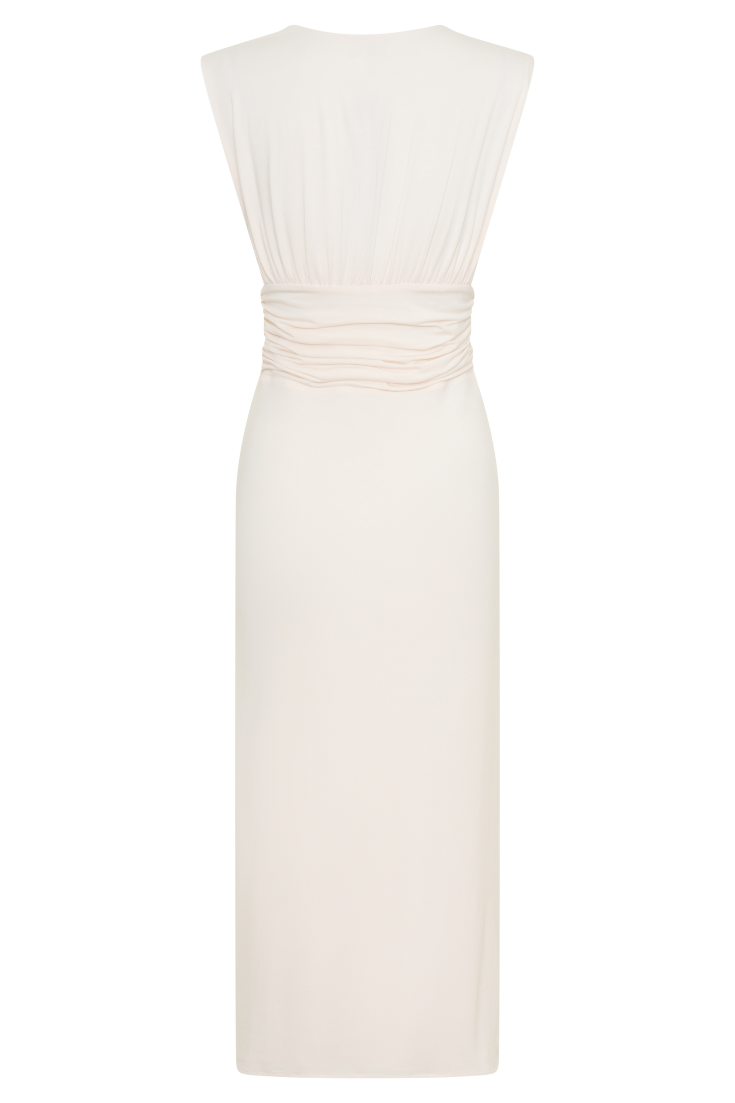 Kura Ruched Modal Sleeveless Midi Dress - Ivory