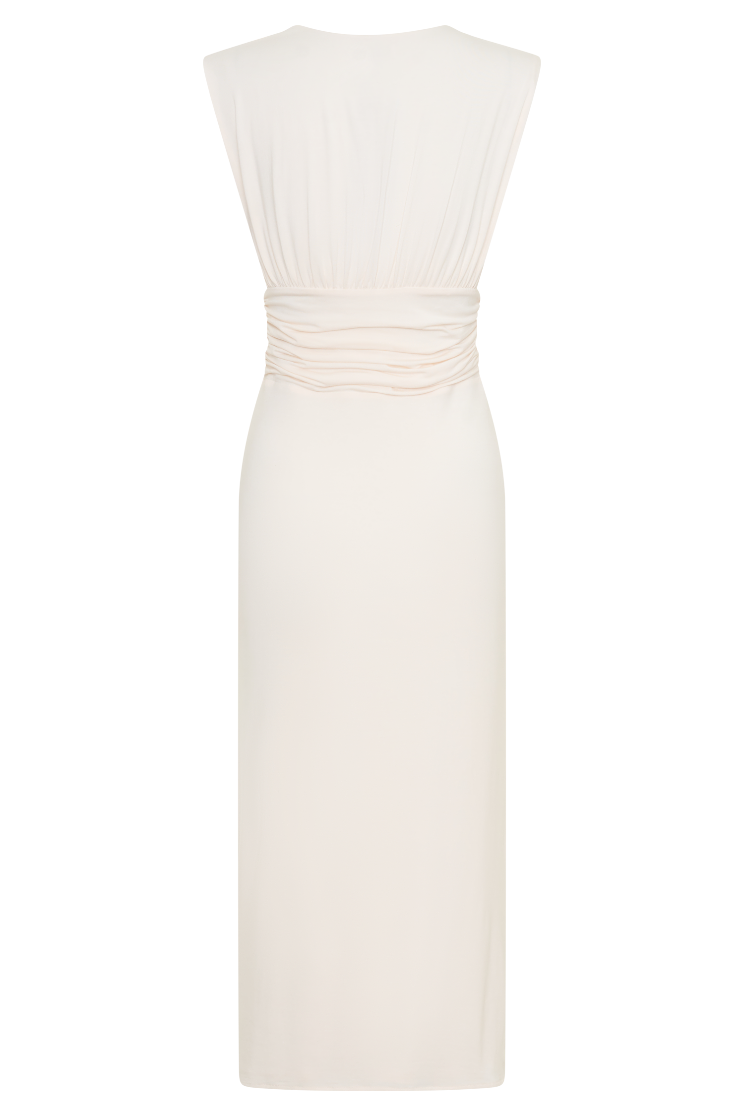 Kura Ruched Modal Sleeveless Midi Dress - Ivory #8