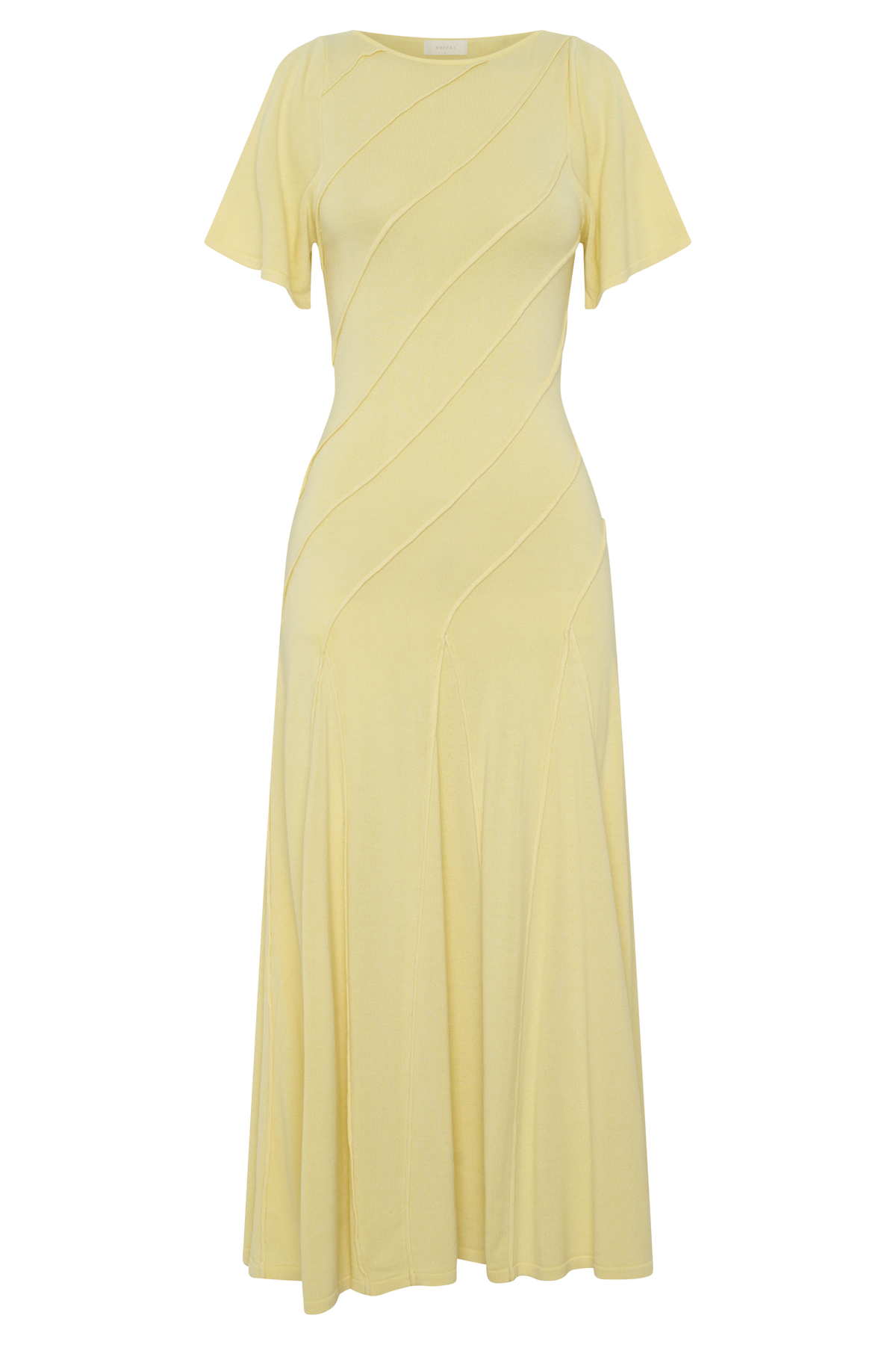 Lani Asymmetrical Knit Midi Dress - Butter Yellow