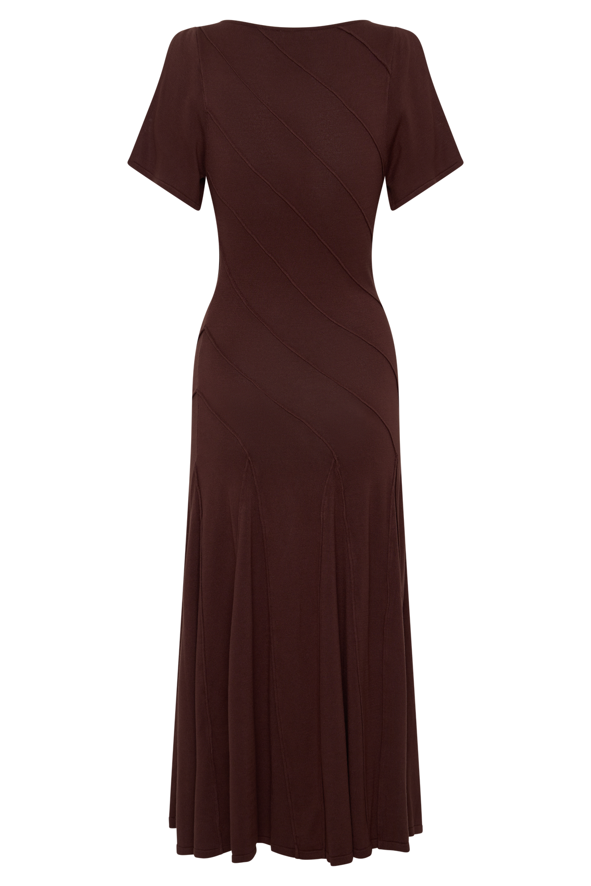 Lani Asymmetrical Knit Midi Dress - Chocolate #7