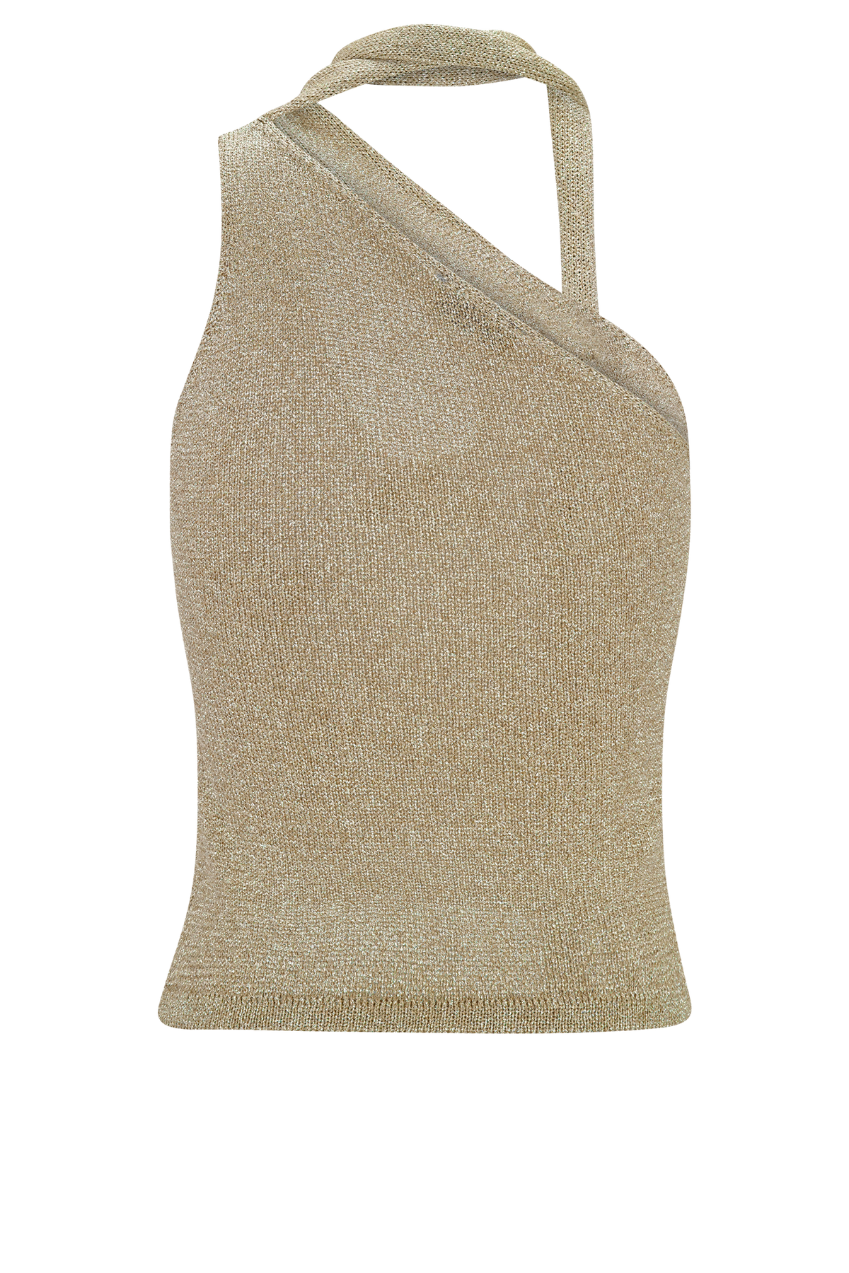 Leone One Shoulder Metallic Knit Top - Gold