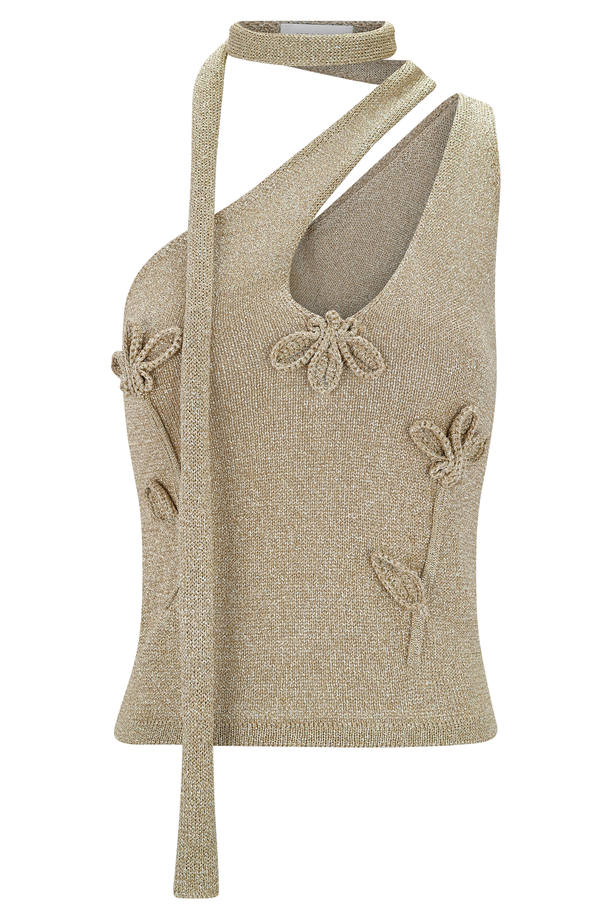 Leone One Shoulder Metallic Knit Top - Gold #9