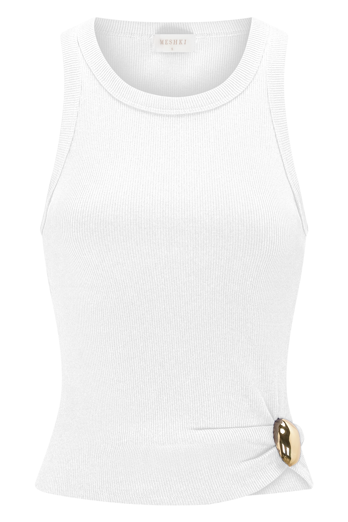 Lola Ribbed Sleeveless Top With Hardware - White #8