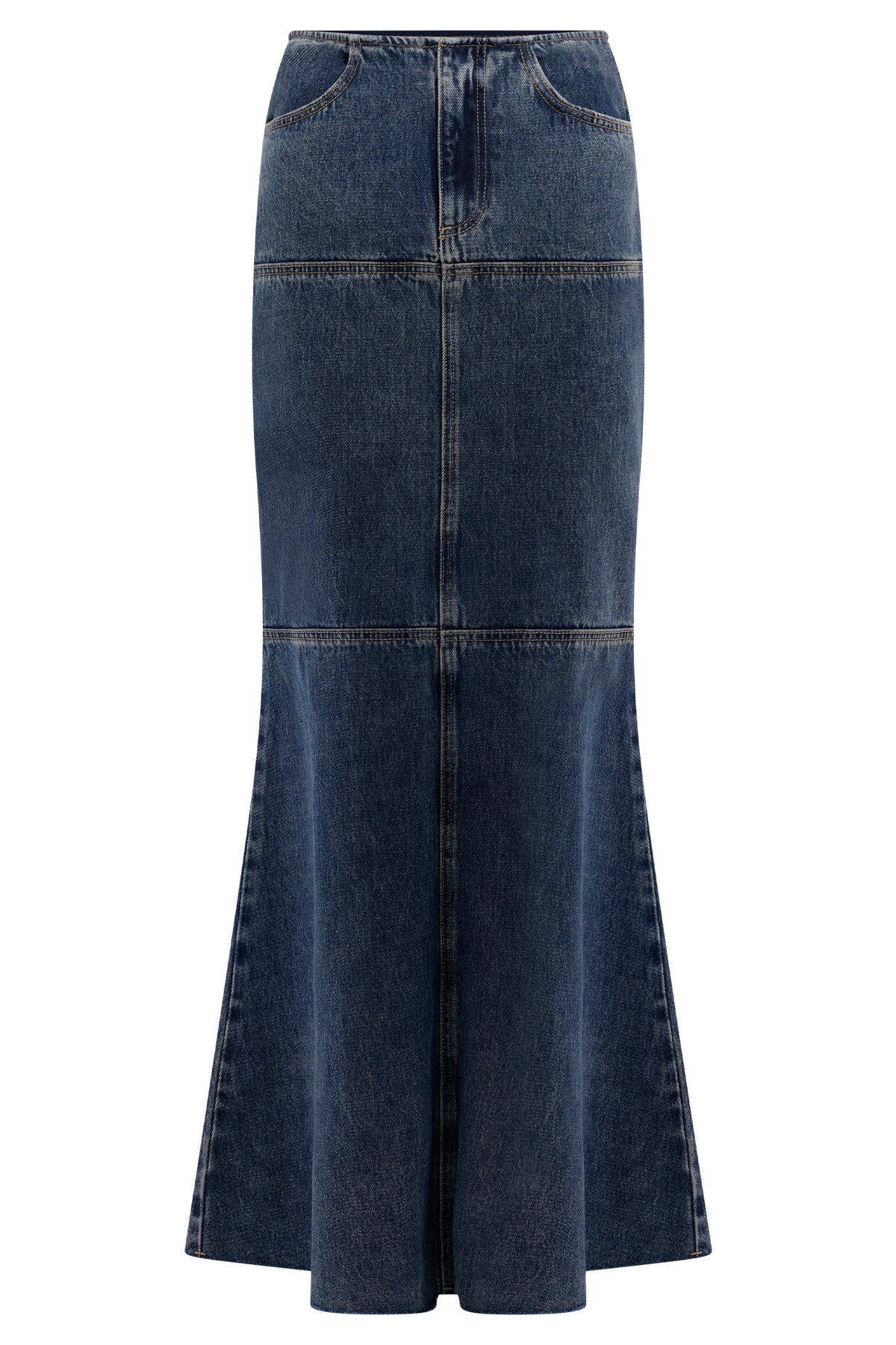 Loretta Denim Maxi Skirt - Washed Dark Blue