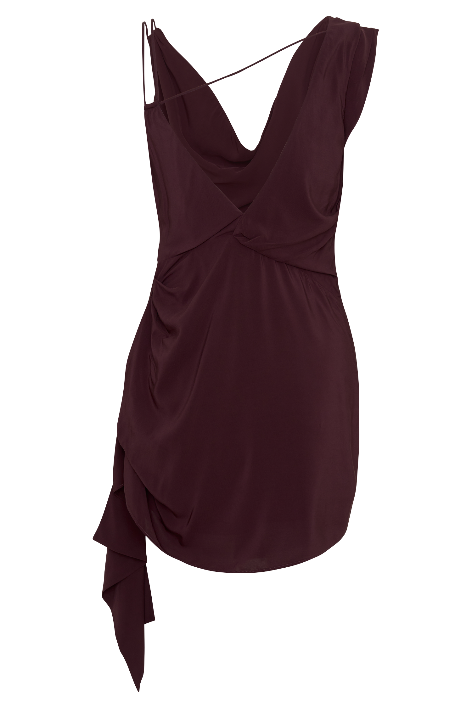 Lucile Cowl Drape Satin Mini Dress - Plum #8