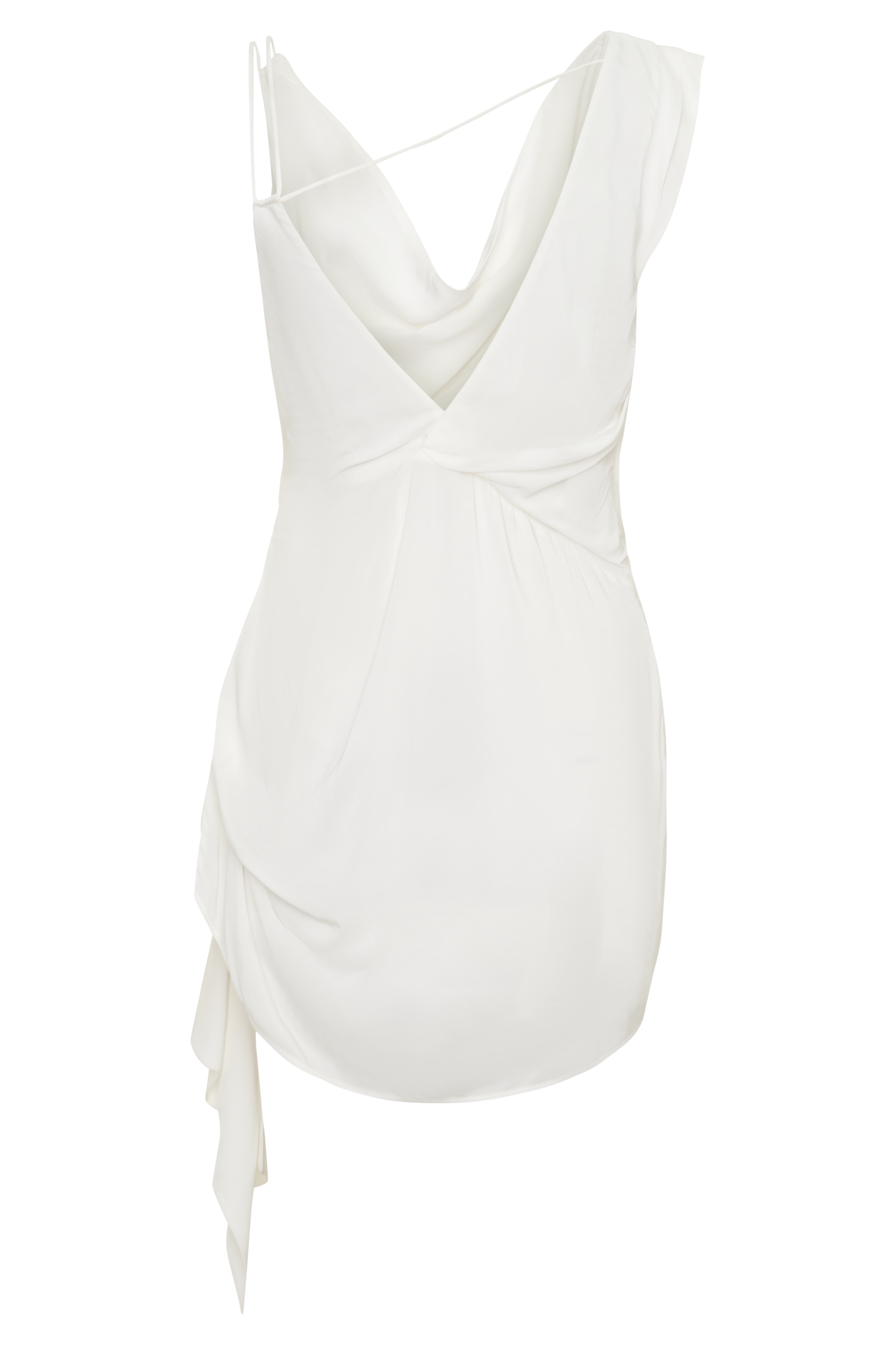 Lucile Cowl Drape Satin Mini Dress - White #8