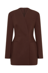 Makayla Suiting Structured Mini Dress - Dark Chocolate