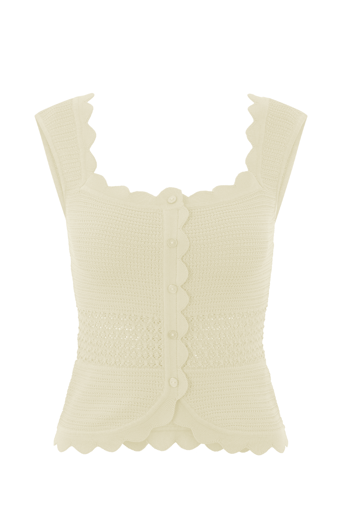 Madeline Scallop Knit Top - Ivory #11