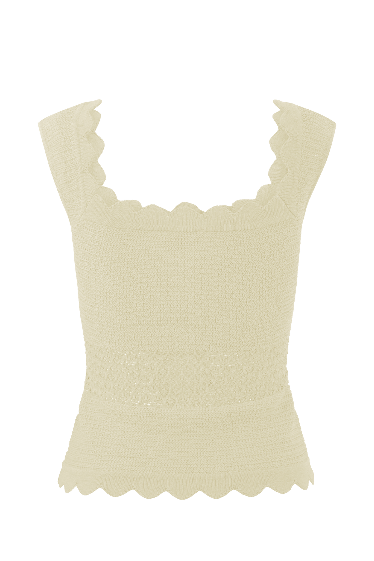 Madeline Scallop Knit Top - Ivory