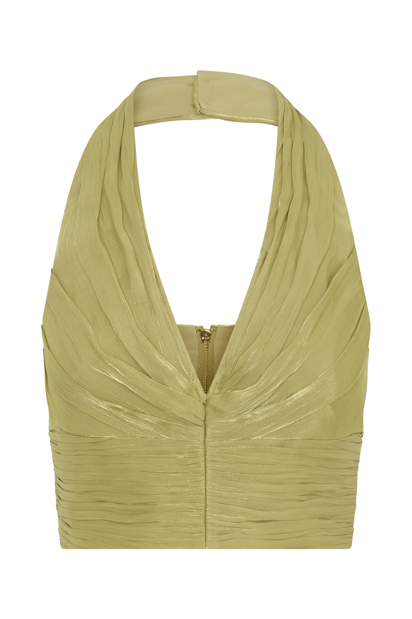 Makena Gathered V Neck Top - Green