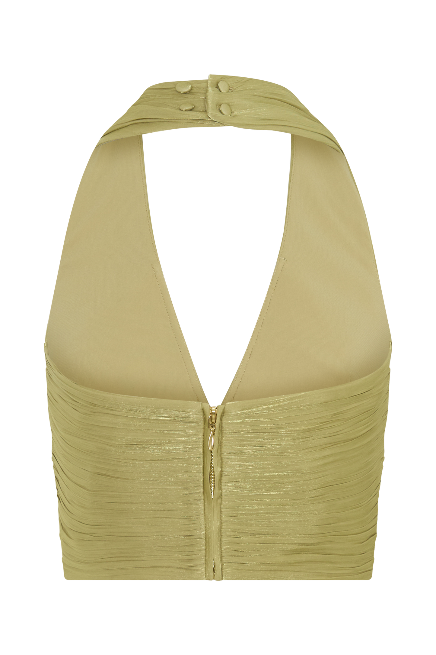 Makena Gathered V Neck Top - Green