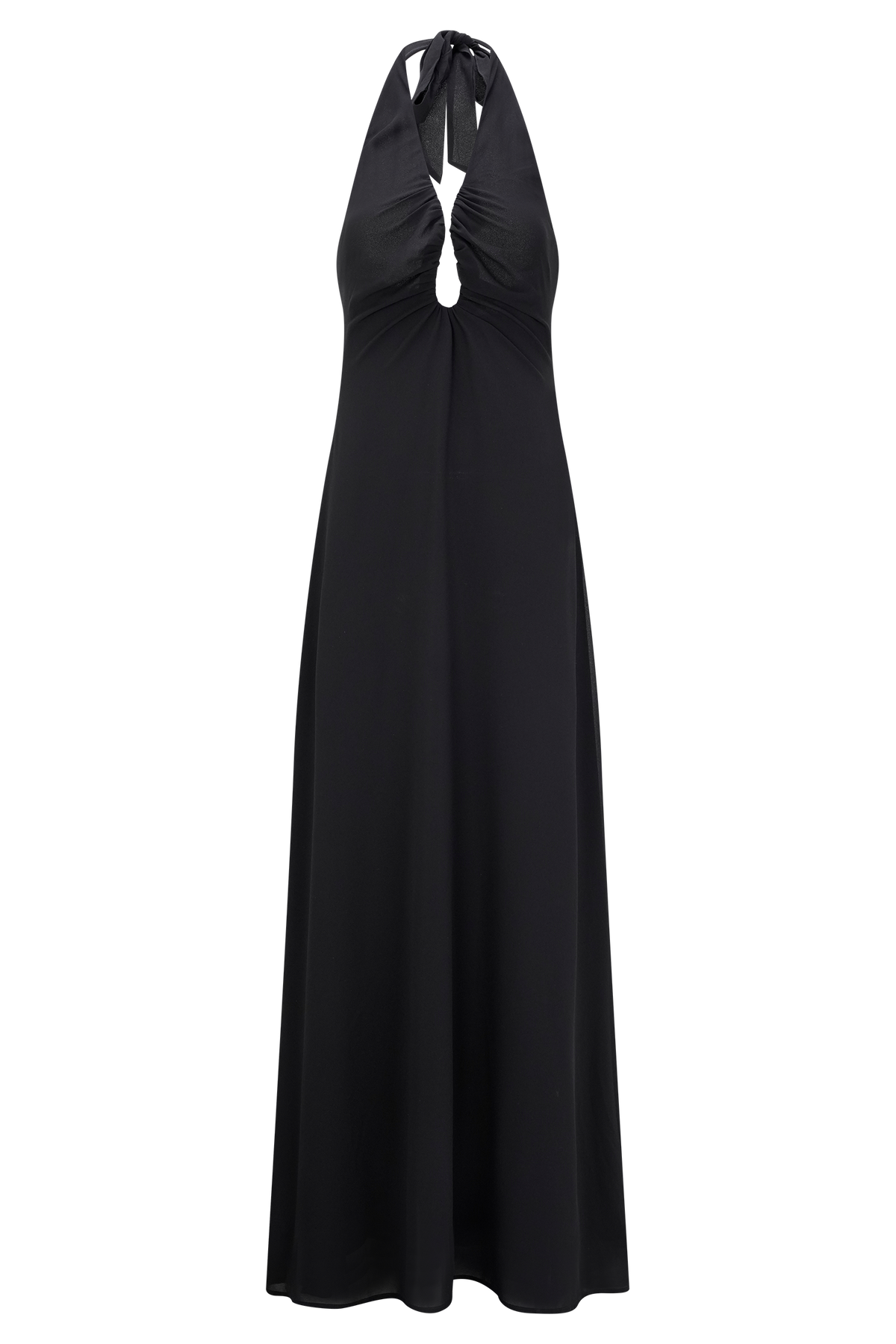 Malakhai Chiffon Halter Maxi Dress - Black #7