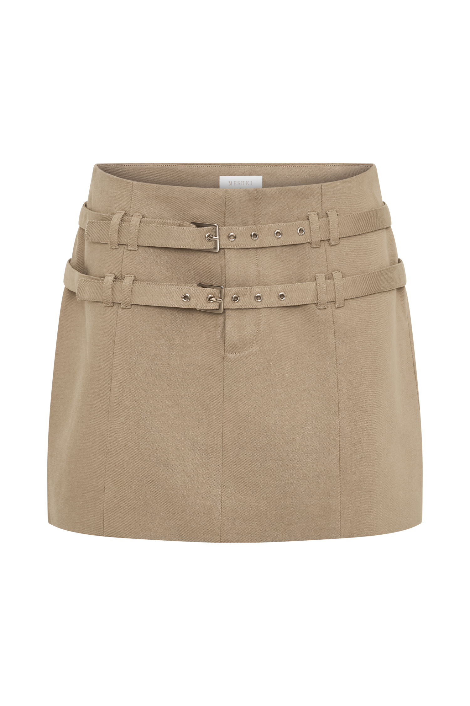 Marielle Double Belt Mini Skirt - Taupe #9