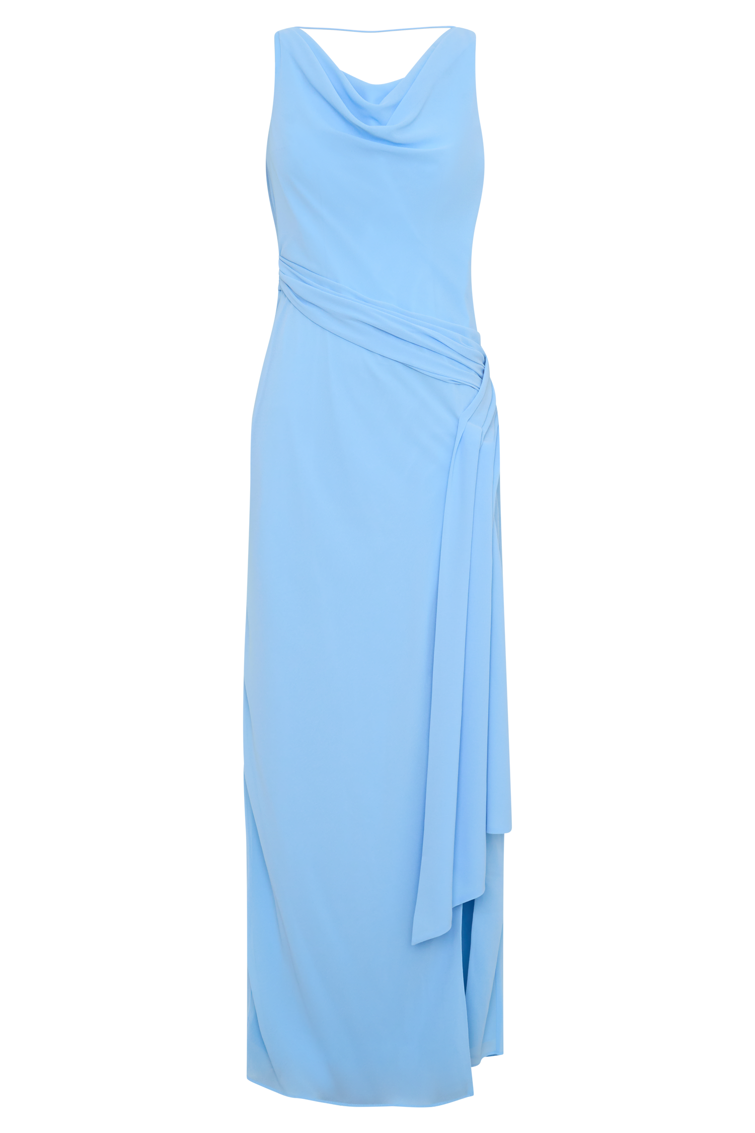 Marjorie Draped Back Chiffon Maxi Dress - Sky Blue #9