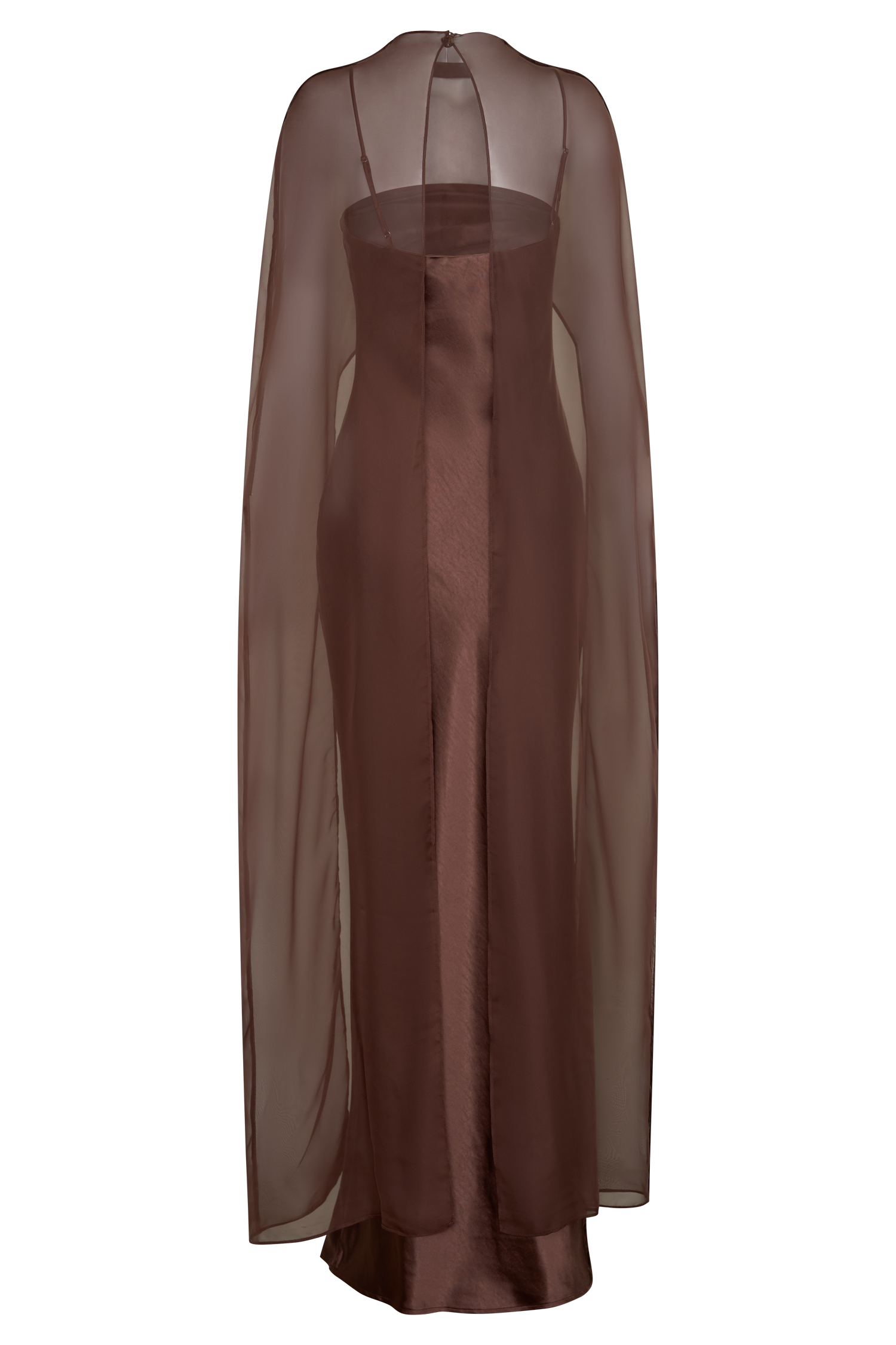 Martinne Chiffon Cape Maxi Dress - Mocha #9