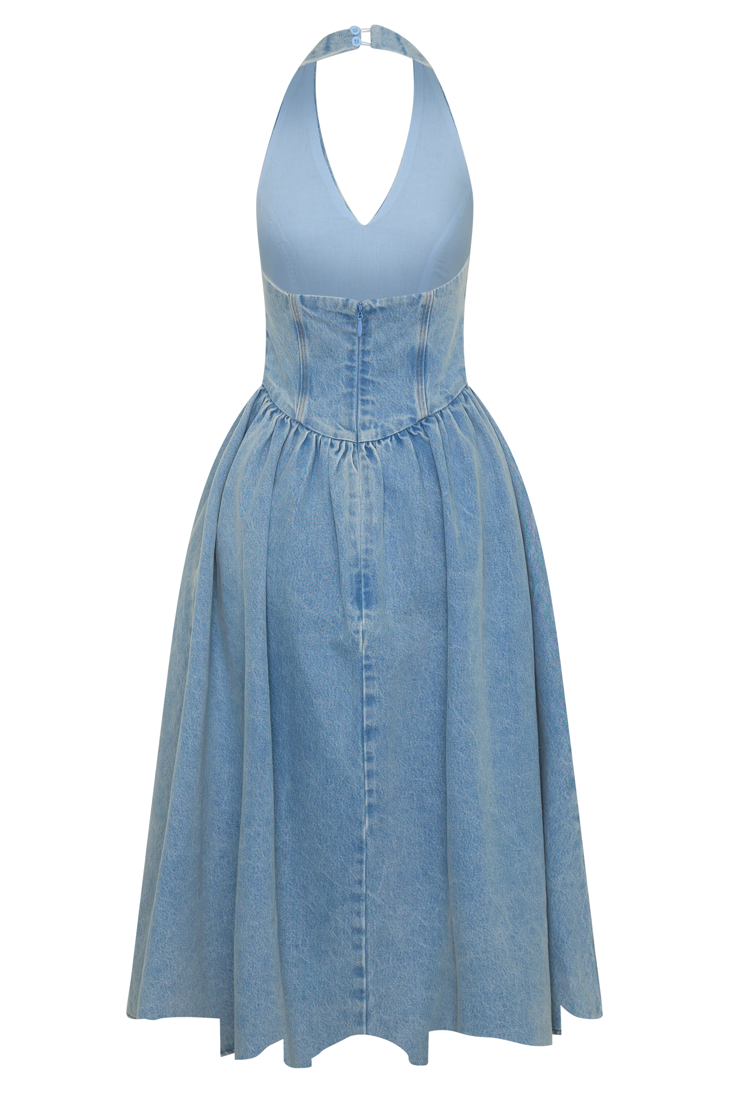 Miller Denim Halter Midi Dress - Classic Blue #7