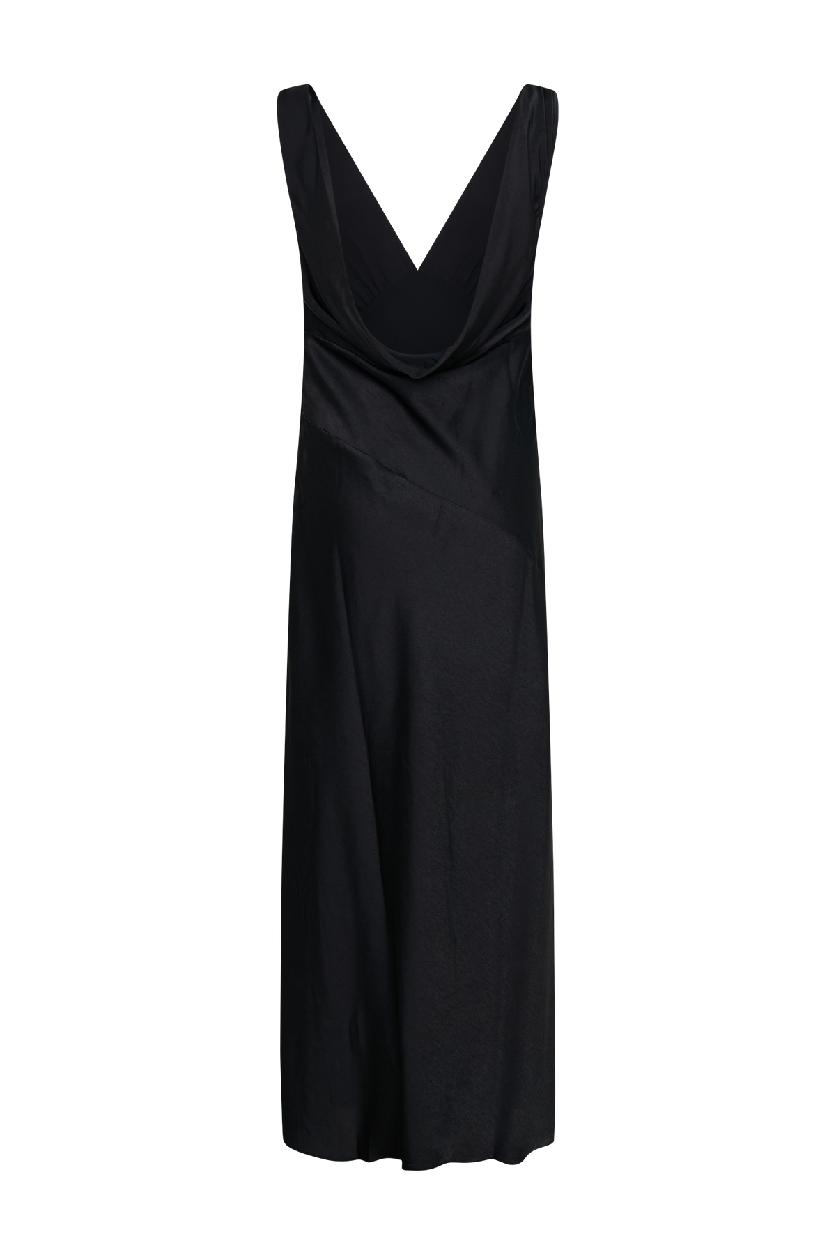 Nadia Maxi Satin Dress With Back Cowl - Black #9