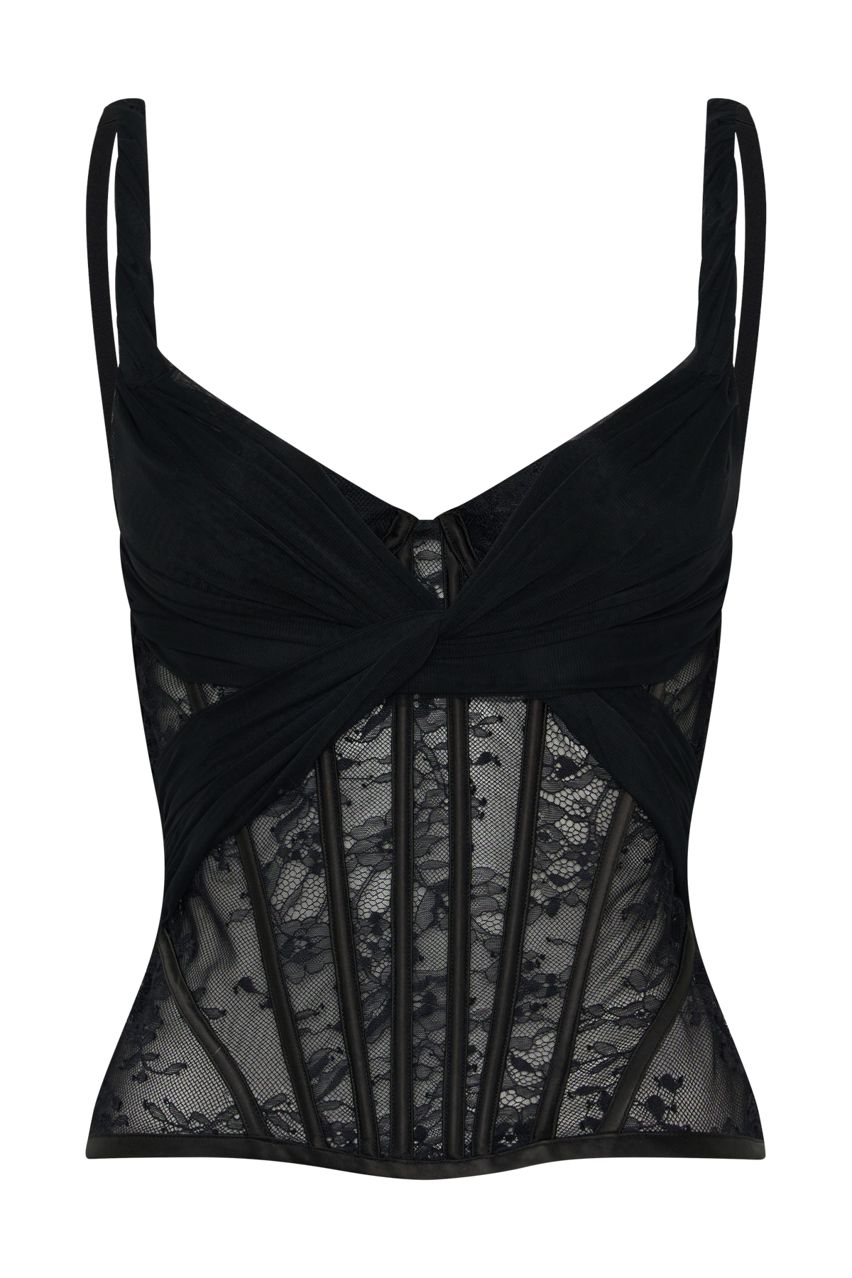 Nadia Tulle Boned Corset - Black #9