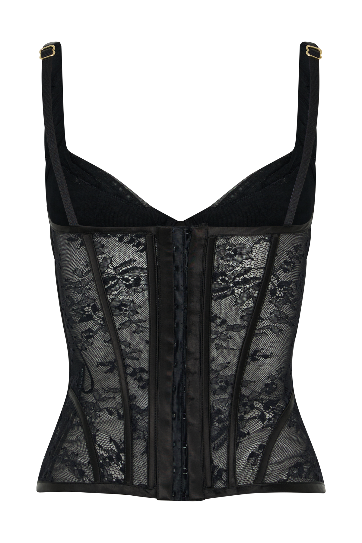 Nadia Tulle Boned Corset - Black #8
