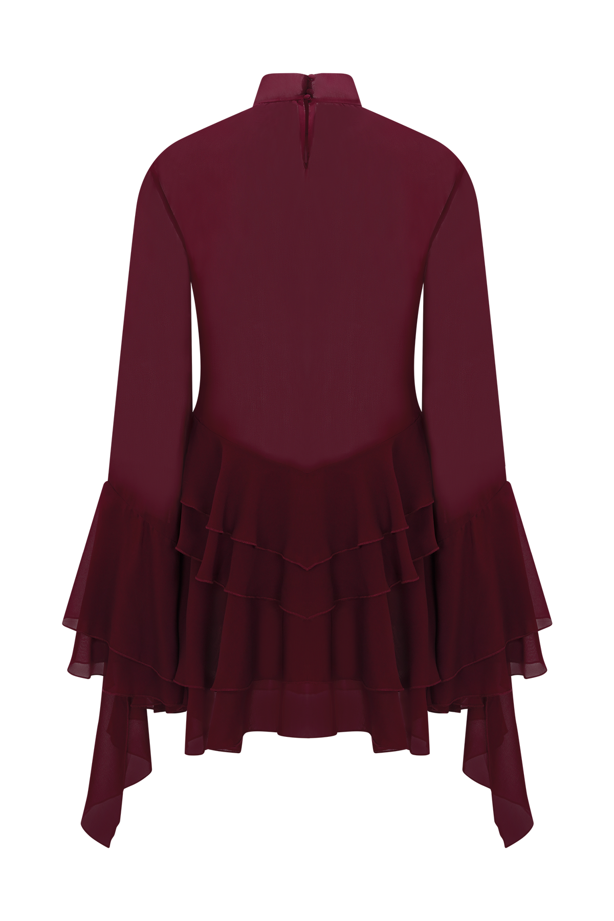 Nimah Chiffon Ruffle Mini Dress - Wine #10