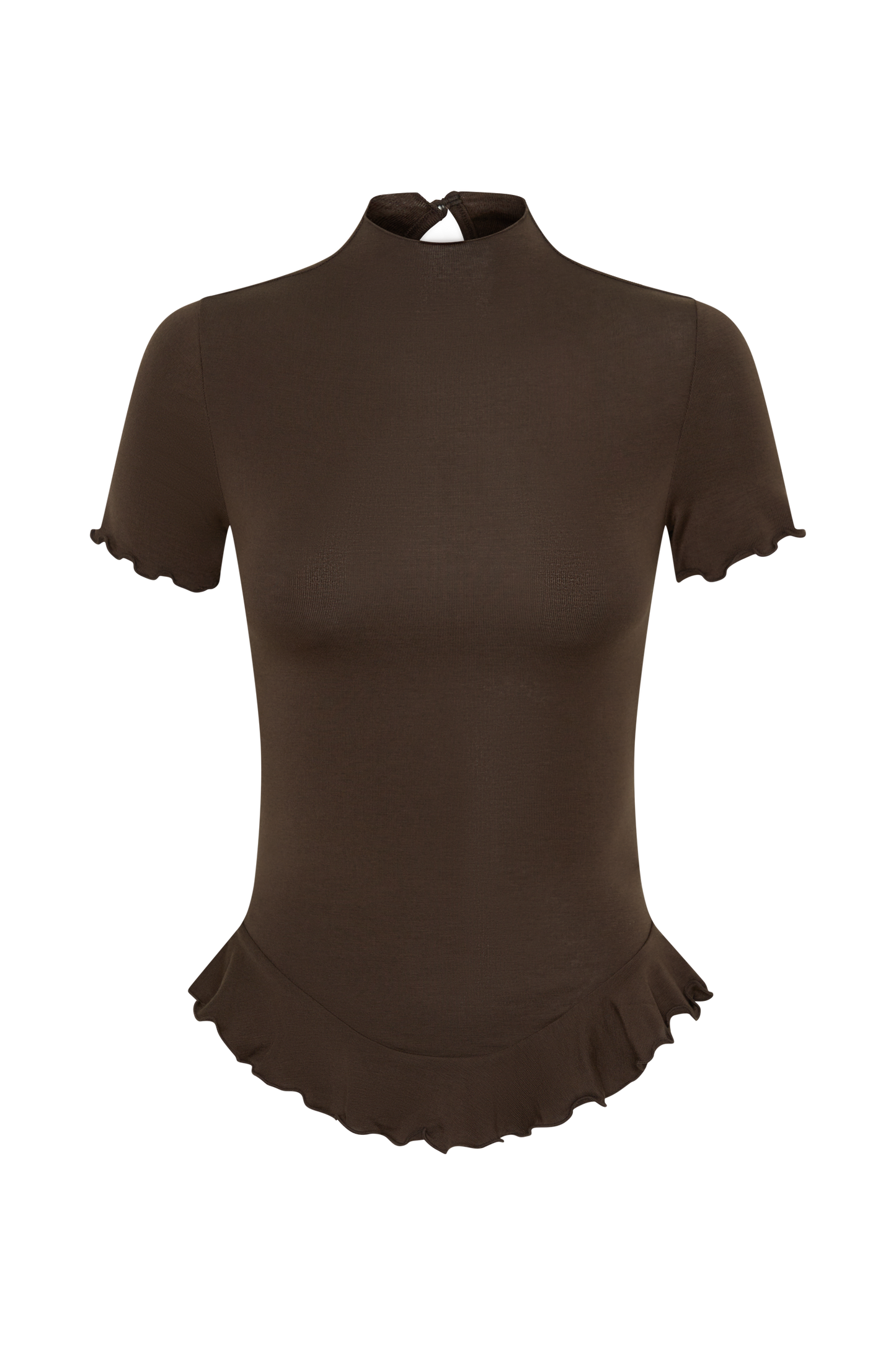 Nira Short Sleeve Ruffle Top - Dark Chocolate