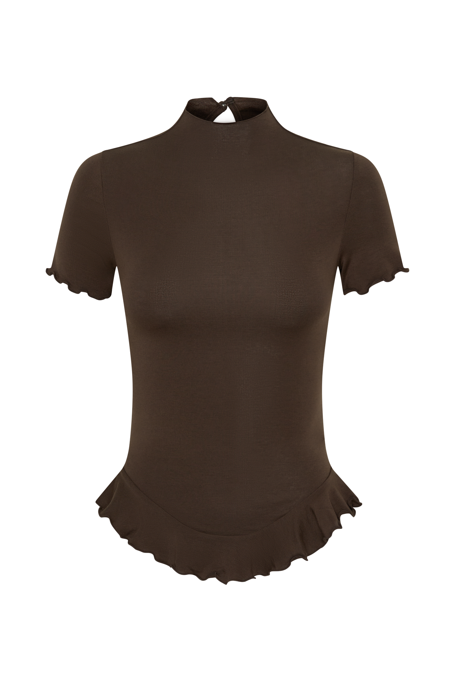 Nira Short Sleeve Ruffle Top - Dark Chocolate #9
