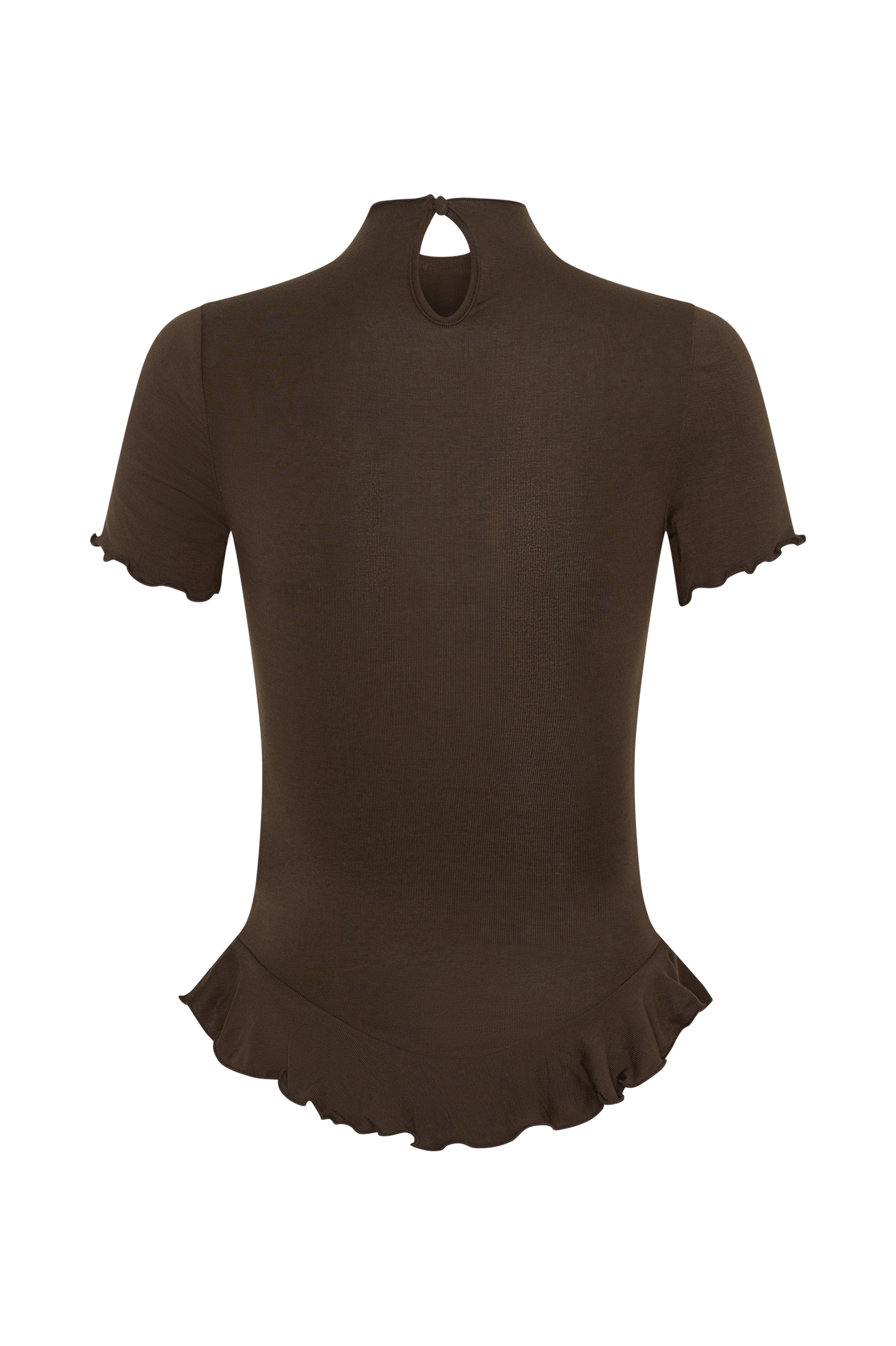 Nira Short Sleeve Ruffle Top - Dark Chocolate