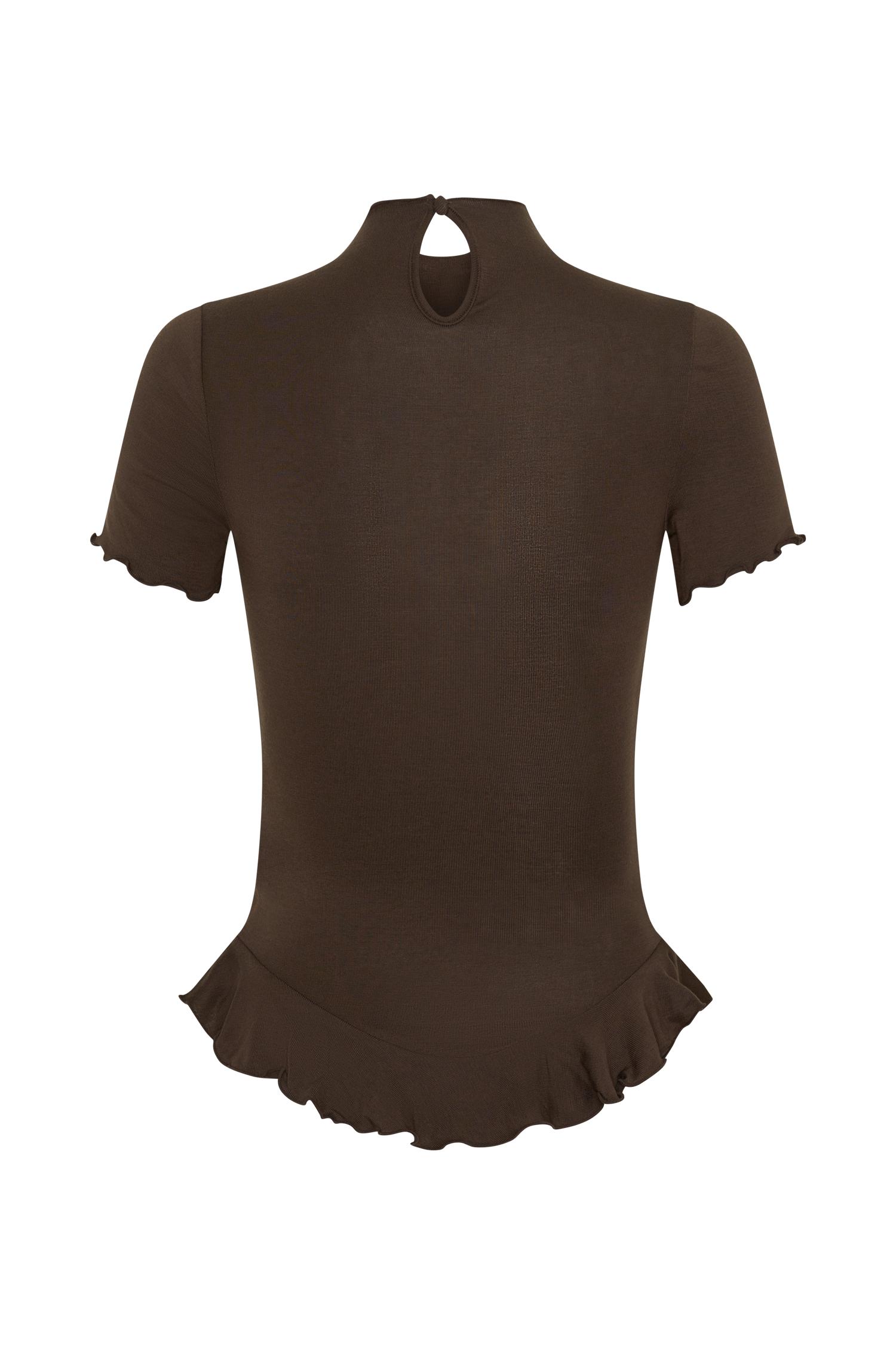 Nira Short Sleeve Ruffle Top - Dark Chocolate #8