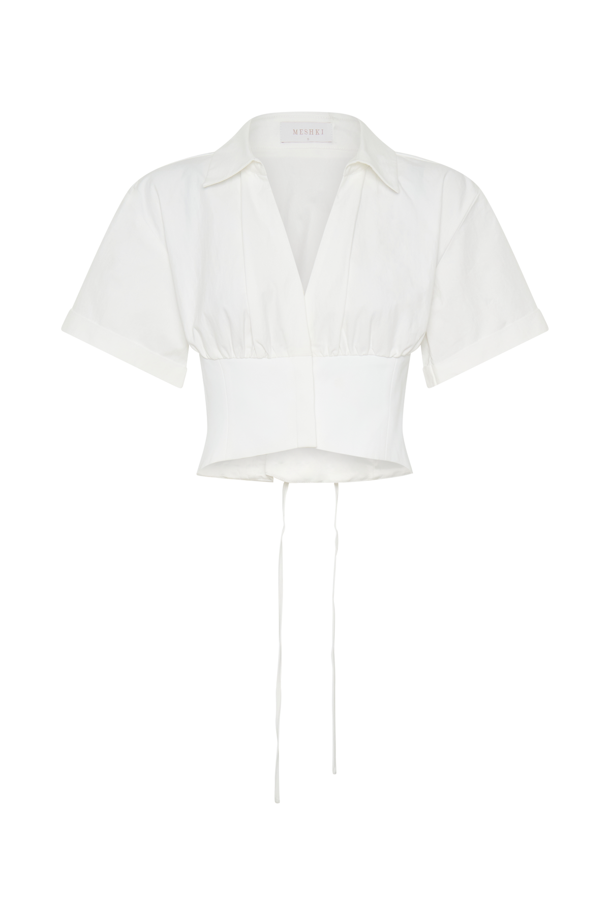 Noelia Tie Back Short Sleeve Shirt - White #12