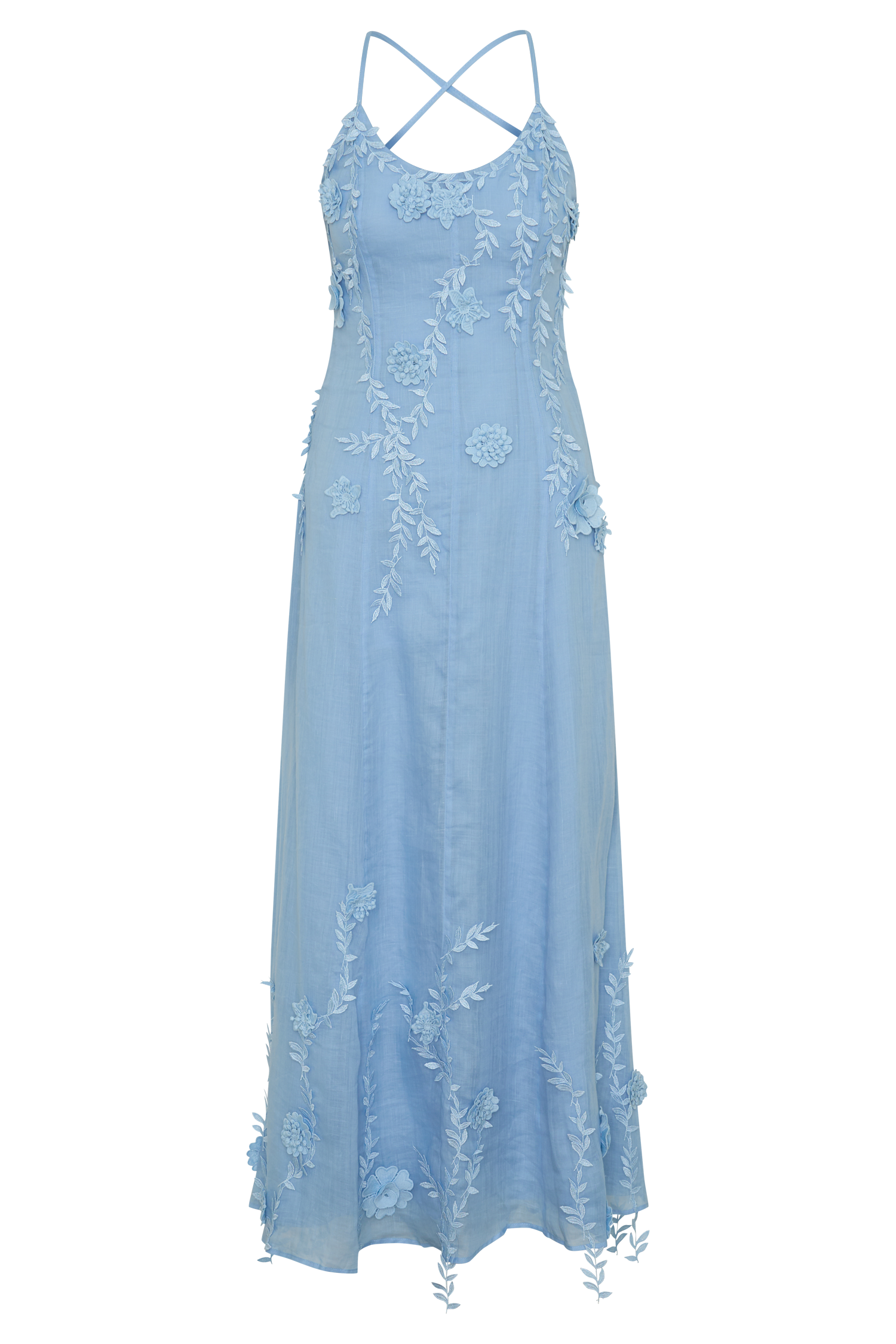 Odette Floral Lace Midi Dress - Pale Blue #9