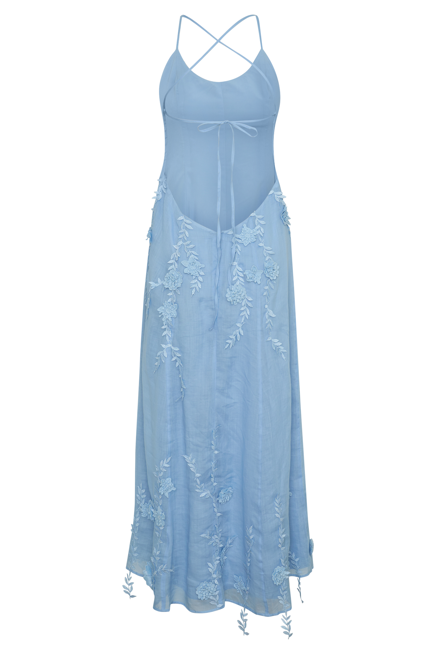 Odette Floral Lace Midi Dress - Pale Blue