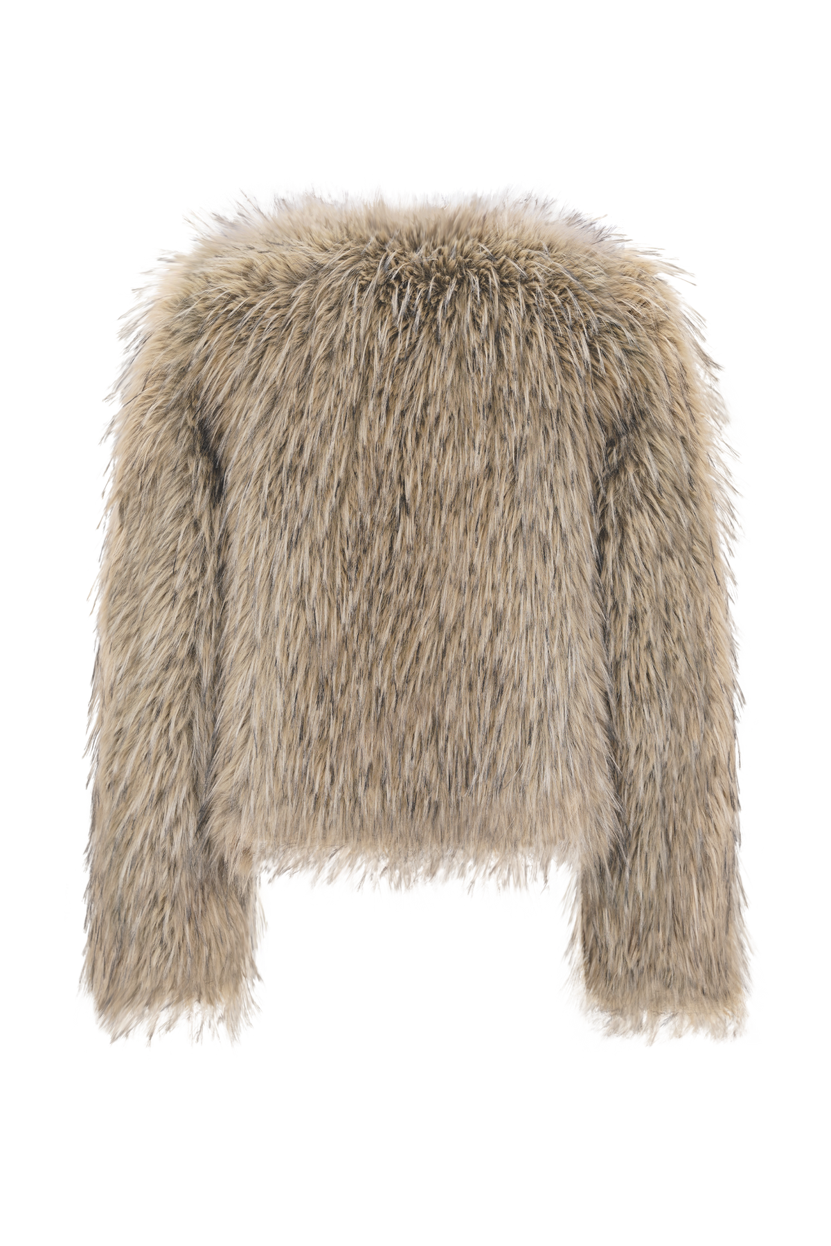 Ottie Faux Fur Cropped Jacket - Brown Multi