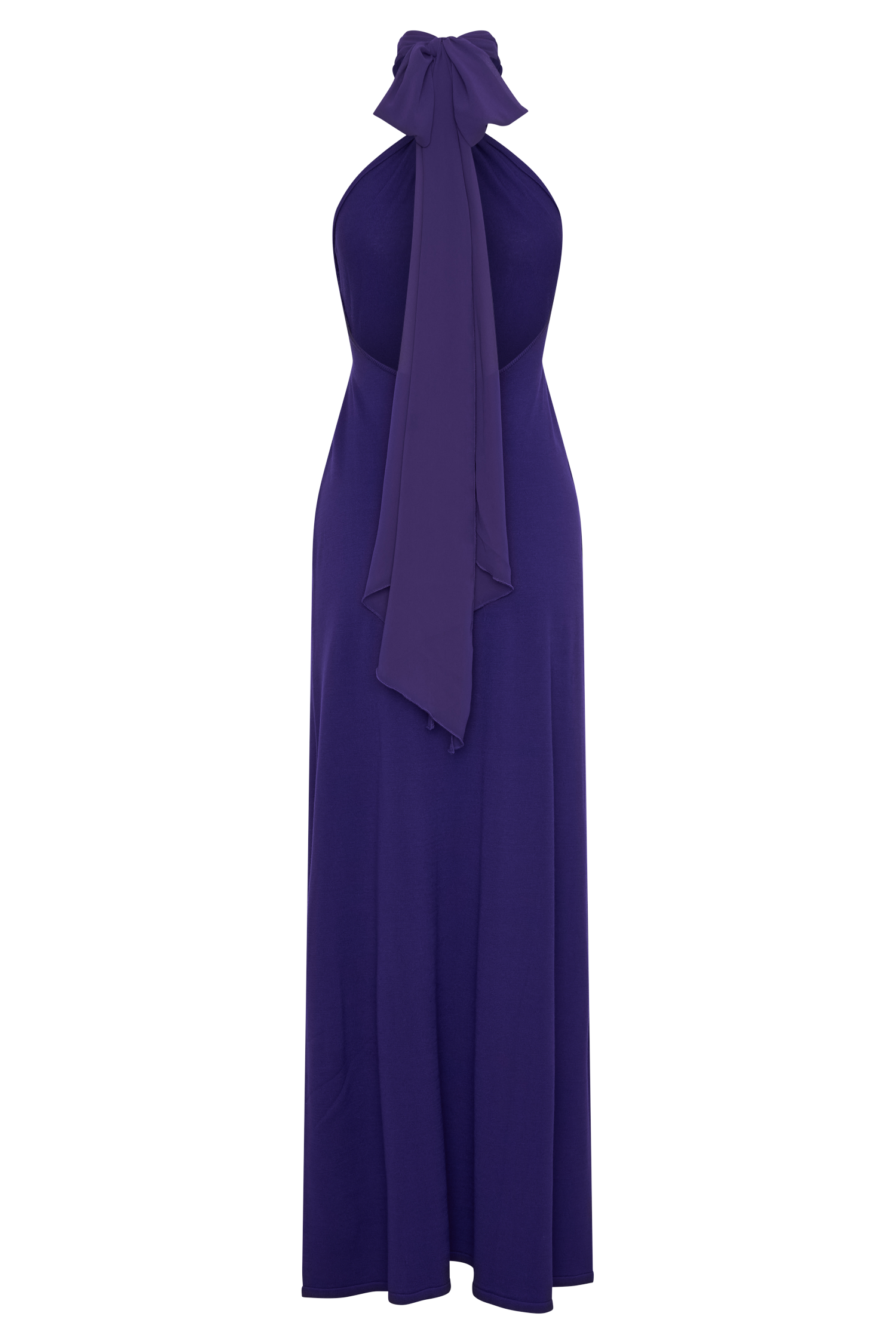 Ozias Halter Semi Sheer Knit Maxi Dress - Deep Purple #8