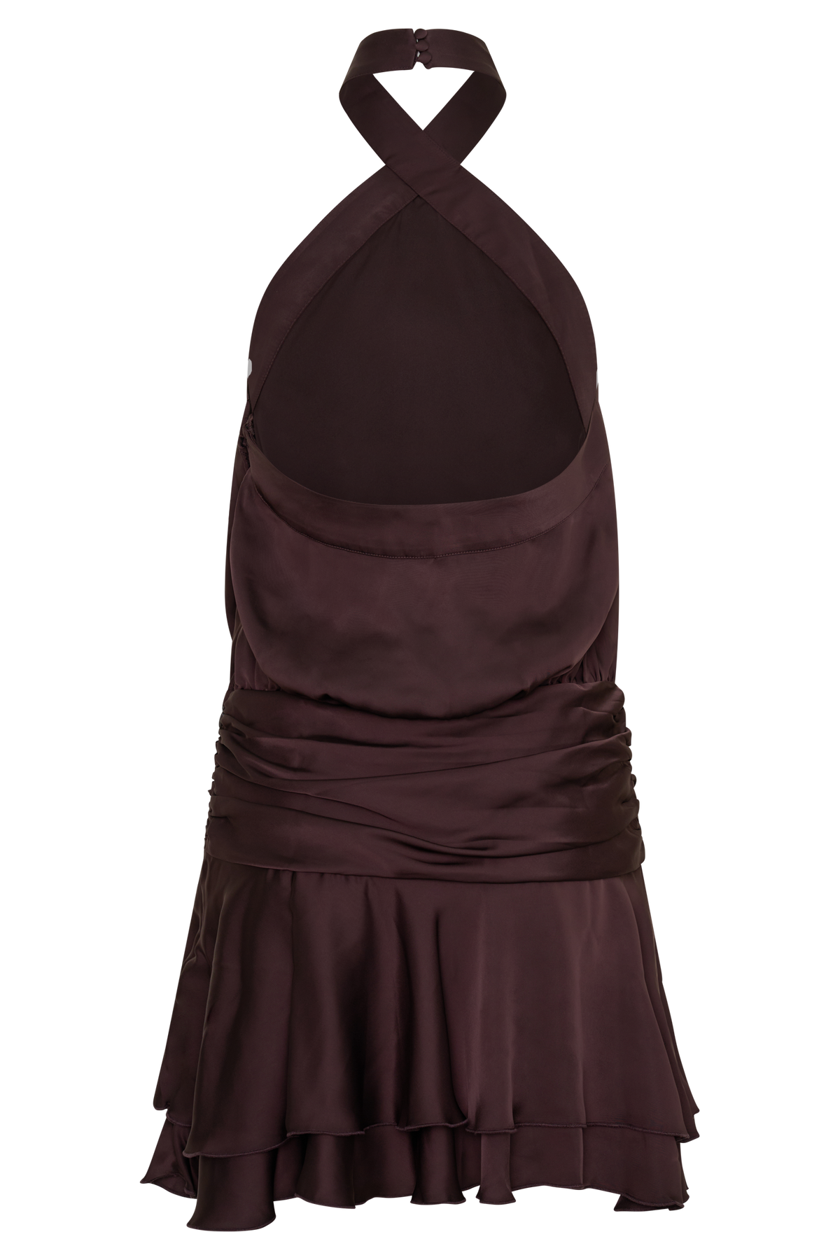 Poppy Satin Halter Mini Dress - Chocolate #7