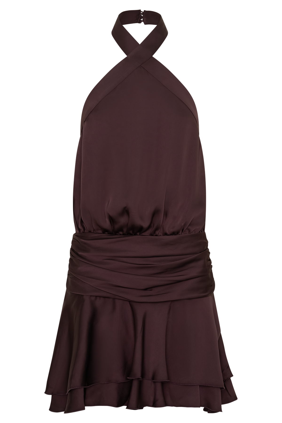 Poppy Satin Halter Mini Dress - Chocolate #8