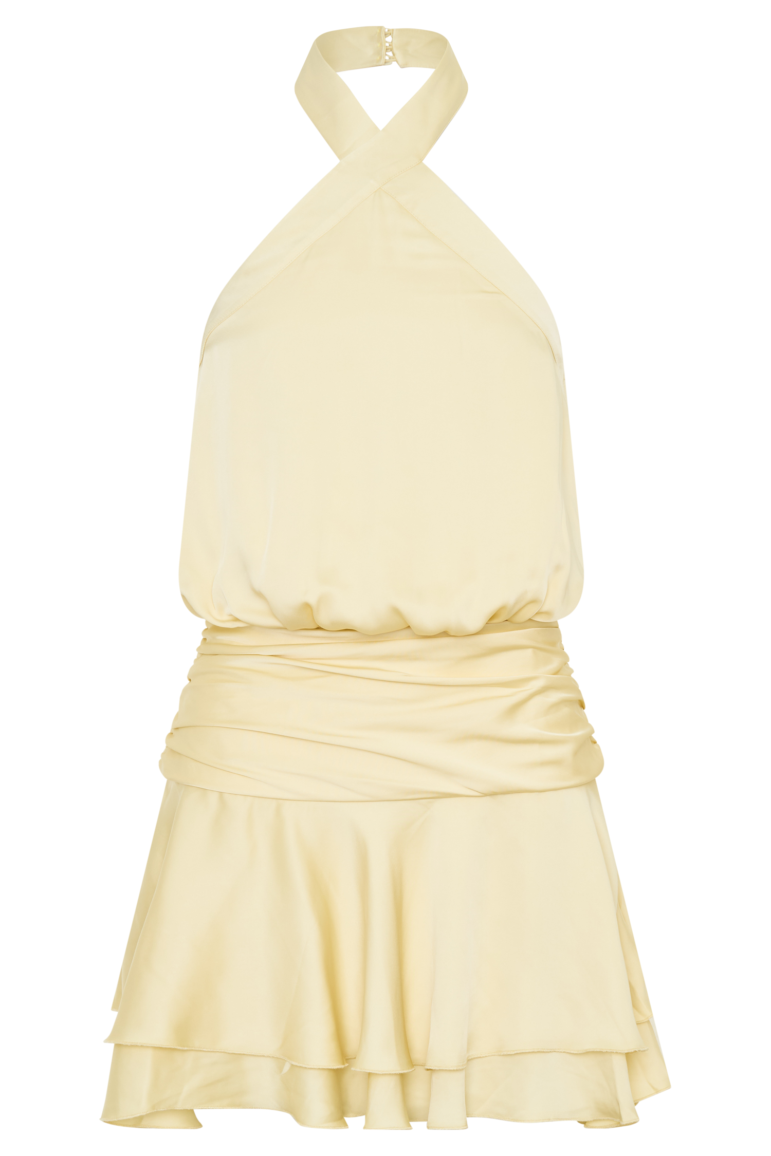 Poppy Satin Halter Mini Dress - Lemon #10