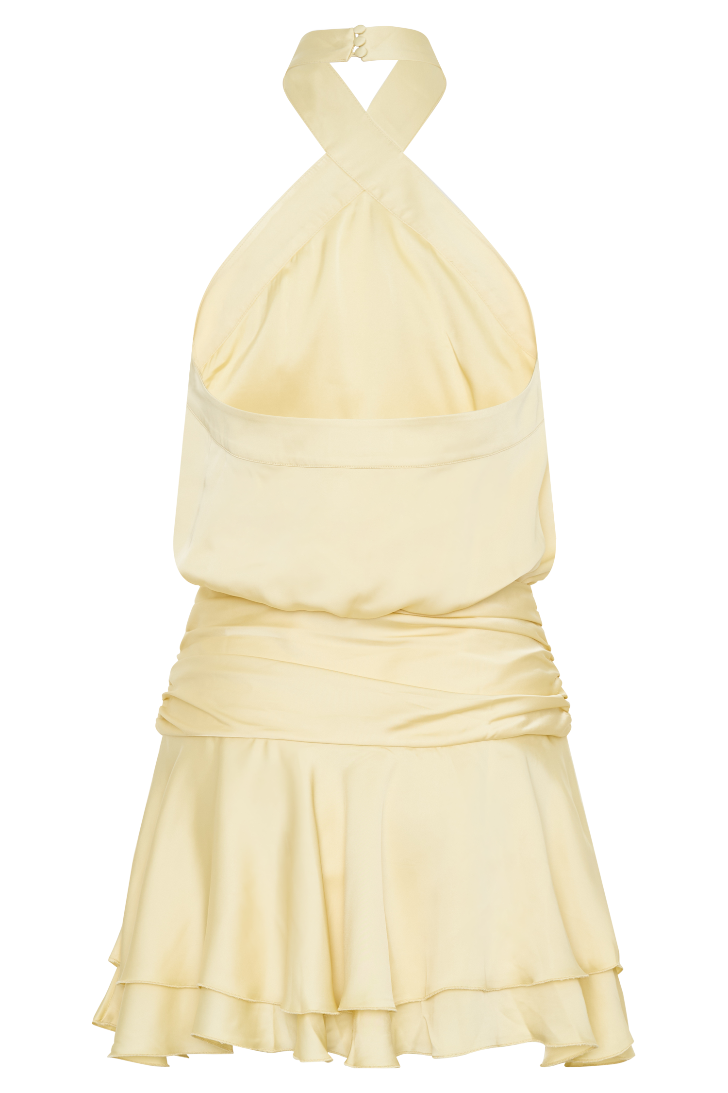 Poppy Satin Halter Mini Dress - Lemon #9
