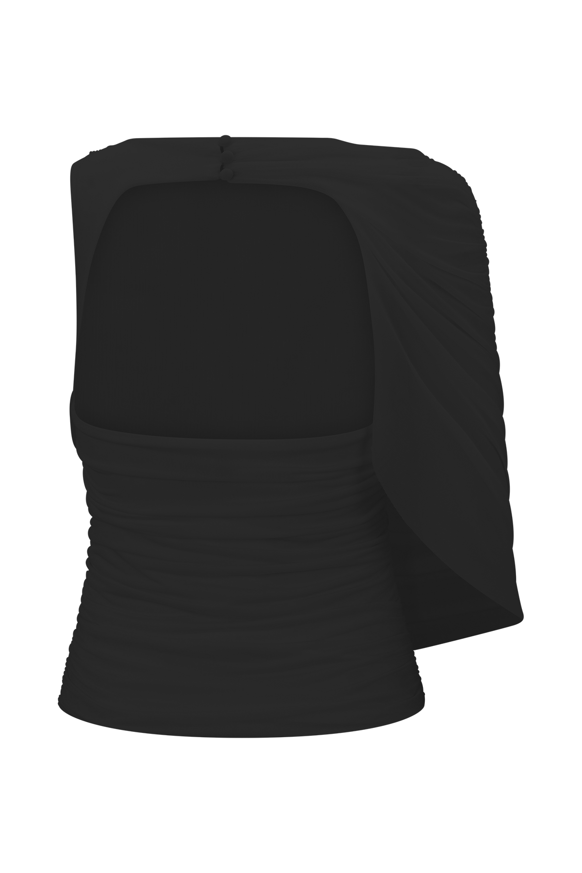 Pruedance Slinky Draped Top With Mesh Overlay - Black #8