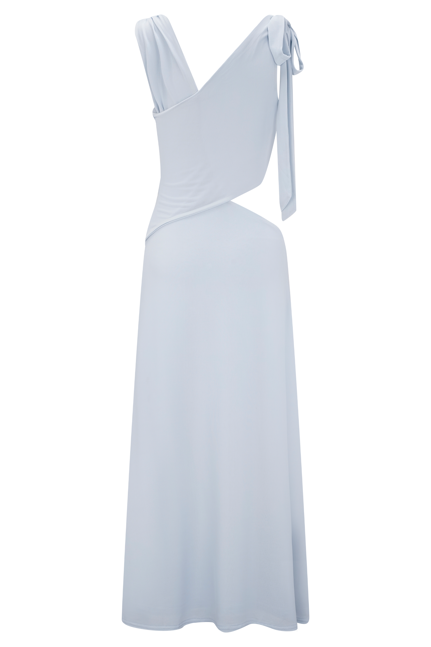 Raleigh Asymmetrical Slinky Midi Dress - Pale Blue #9