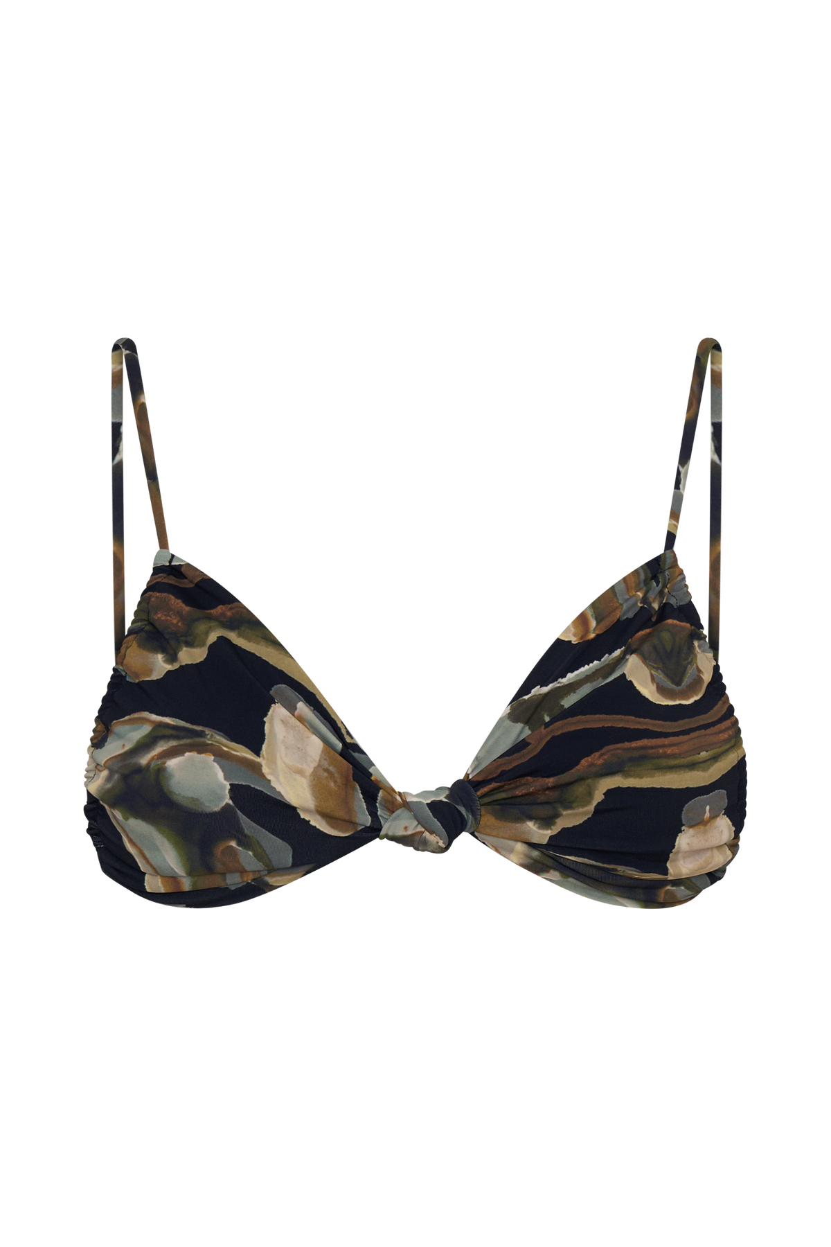 Rosmunda Ruched Bikini Top - Green Fluid Reverie Print #8