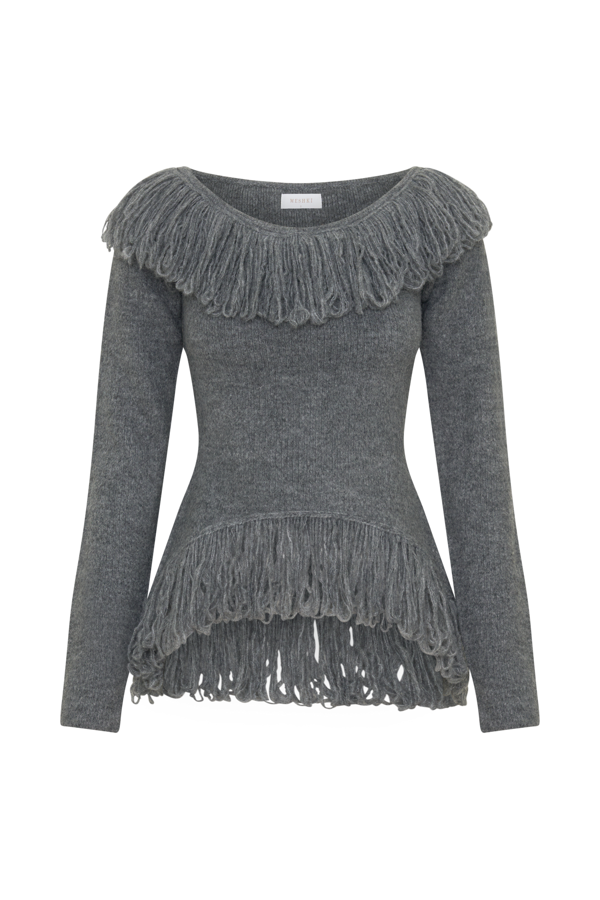 Sammie Fringe Knit Top - Charcoal #11