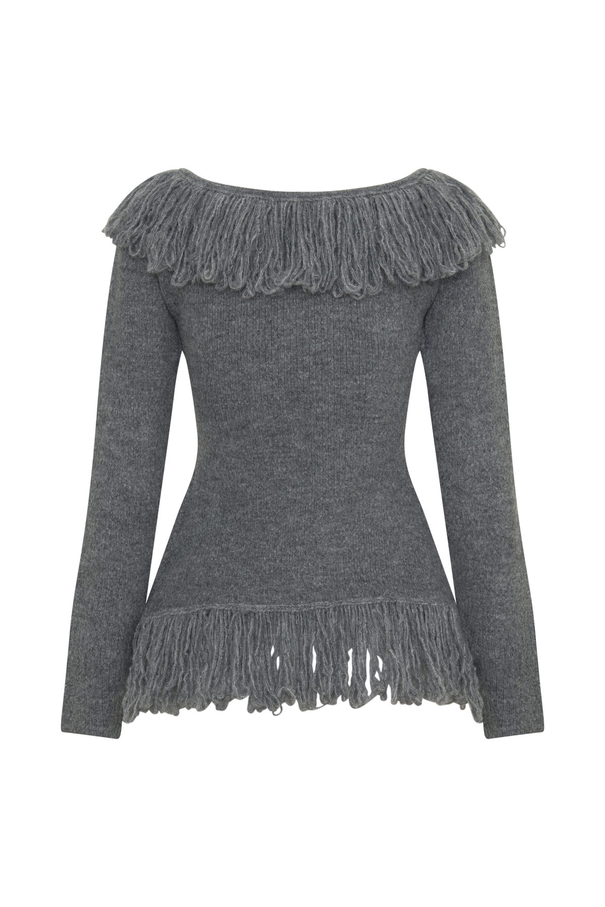 Sammie Fringe Knit Top - Charcoal #10