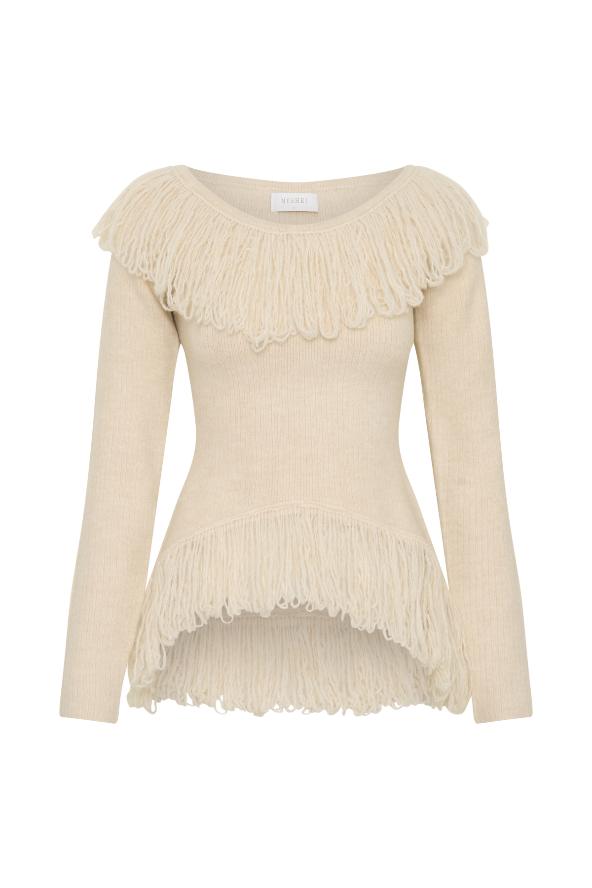 Sammie Fringe Knit Top - Cream