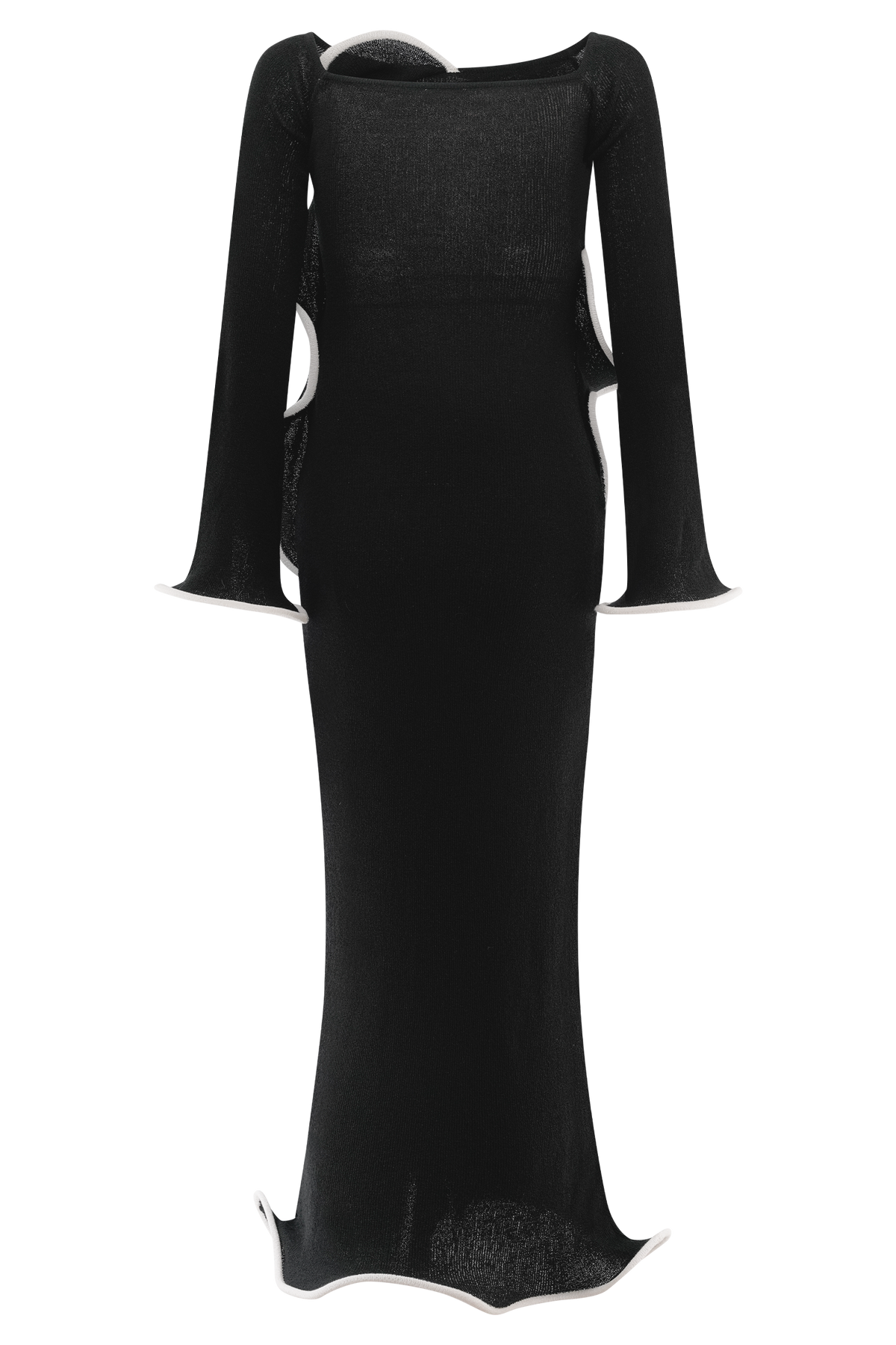 Sandrine Off Shoulder Knit Maxi Dress - Black/White #8