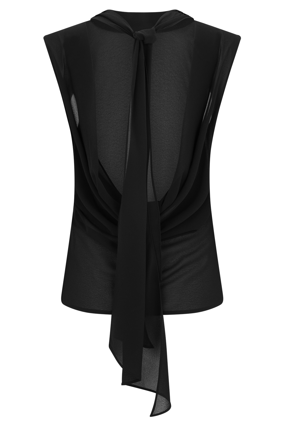 Saria Chiffon Low Back Top - Black #8